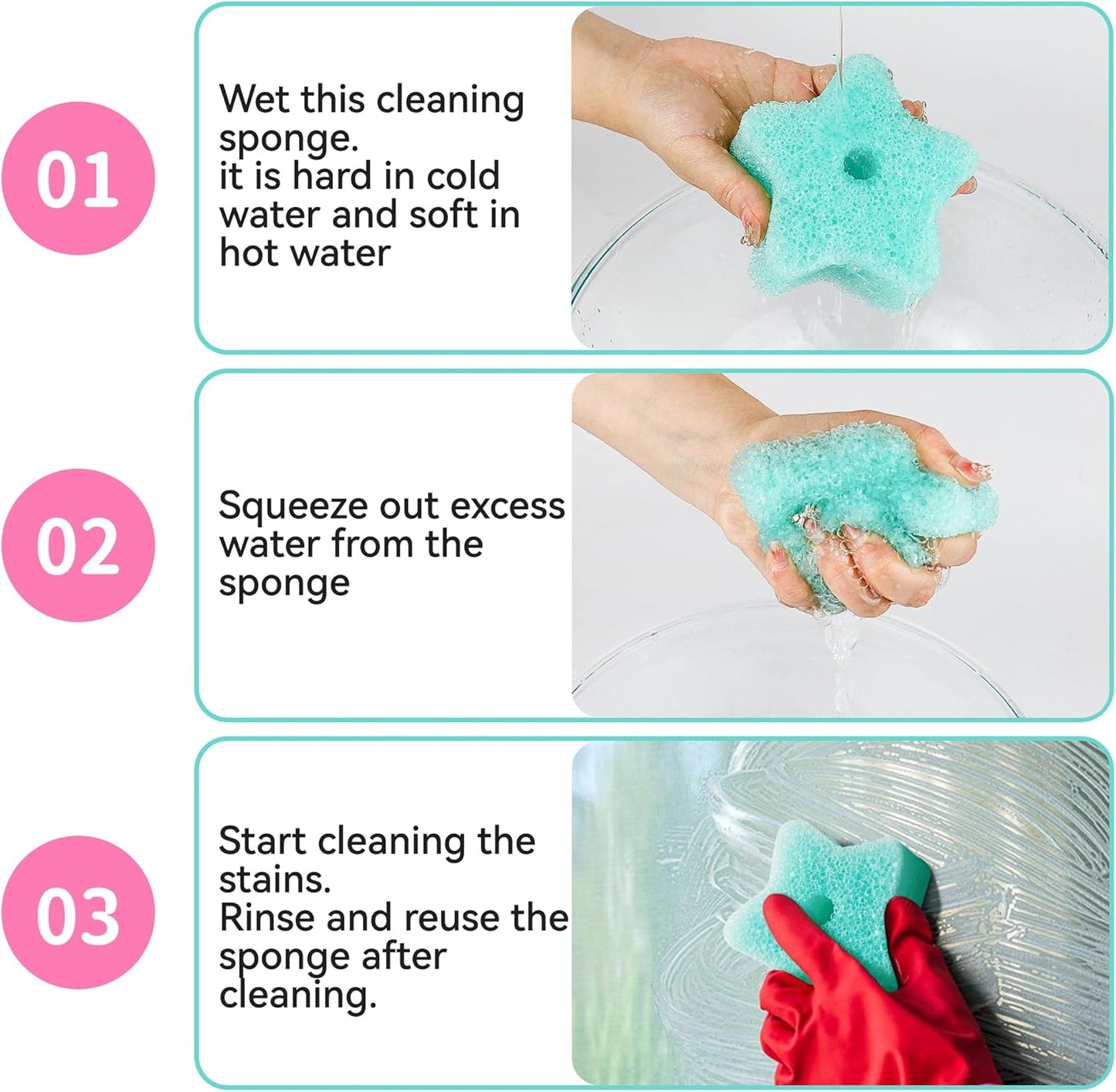 4 Pack Kickleen Scrub Color Sponge with Suction Hanger‌‌,Non-Scratch, Multipurpose Dish Cleaning Temperature Controlled Sponge for Kitchen, Bathroom (Mix Color)