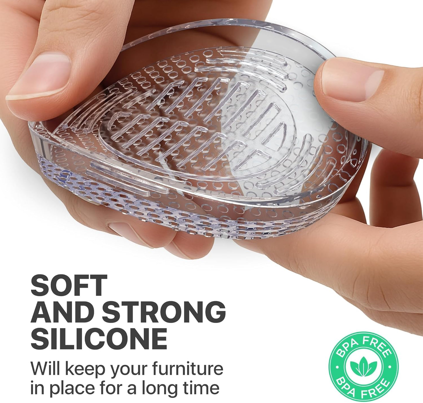 X-Protector Furniture Cups - 8 PCS 2.2" - Non Slip Furniture Pads for Hardwood Floors - Transparent Floor Protectors - Bed Stoppers to Prevent Sliding - Keep Furniture from Sliding on Floor! (Round)