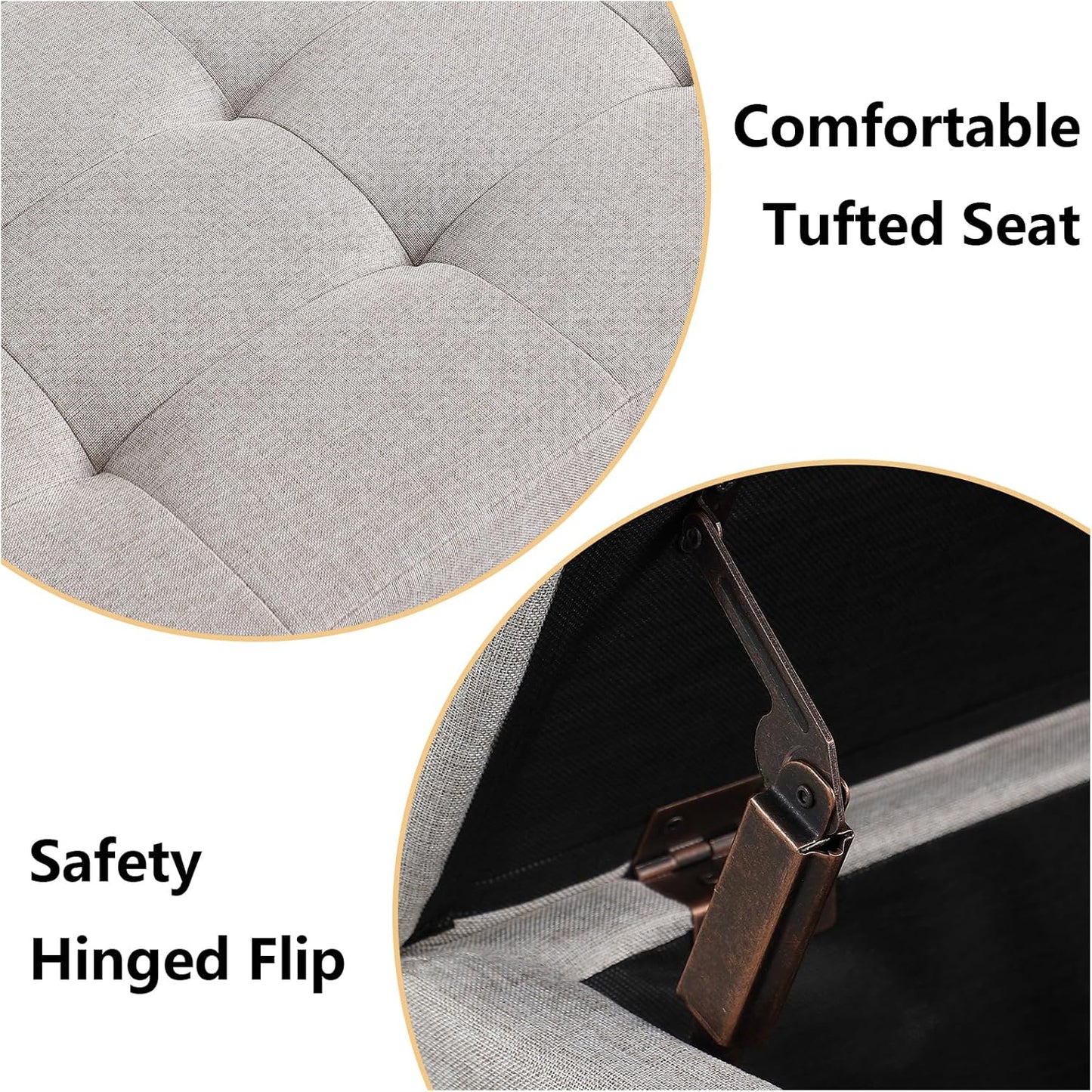 Storage Ottoman Bench with 2.56-inch Thick Seat, 31.5 inch Nesting Ottoman Set of 2, Hinged Flip Top Bench with Storage for Living Room, Bedroom, Beige