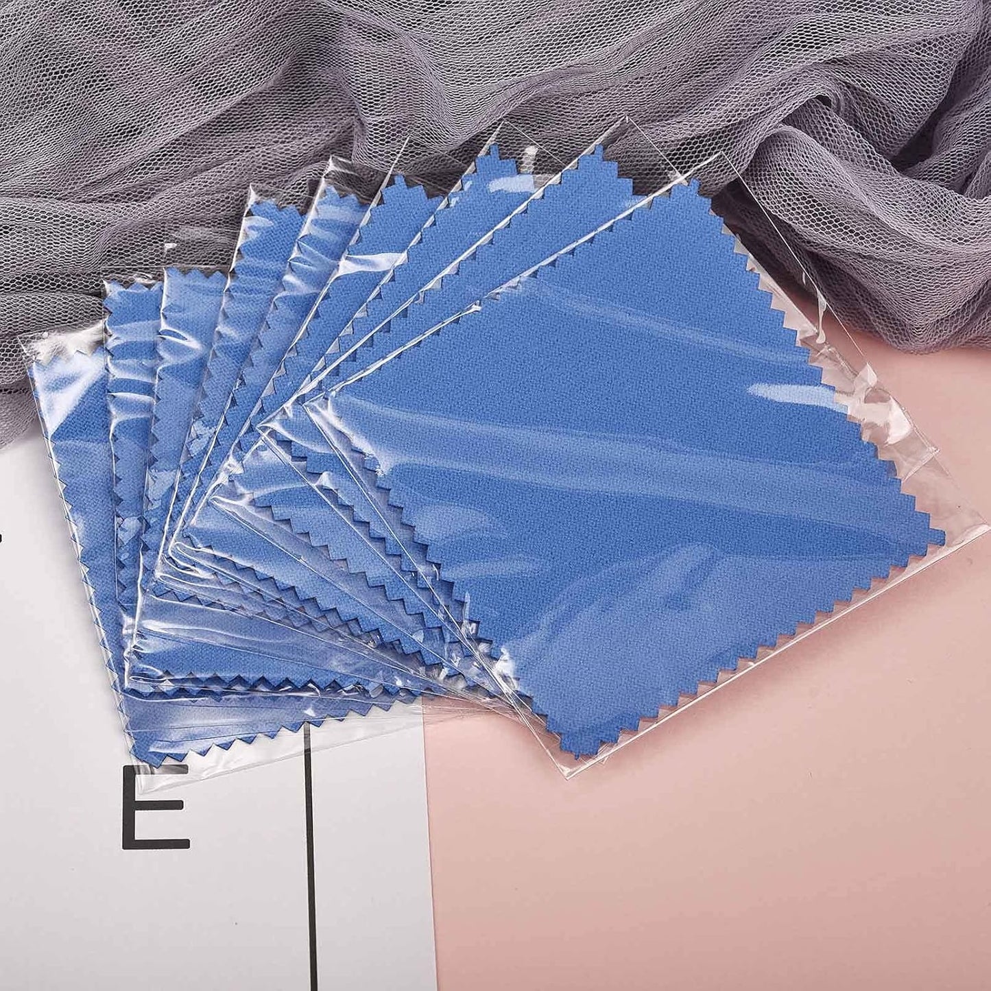 SEVENWELL 50pcs Jewelry Cleaning Cloth Dark Blue Polishing Cloth for Sterling Silver Gold Platinum Small Silver Polish8x8cm