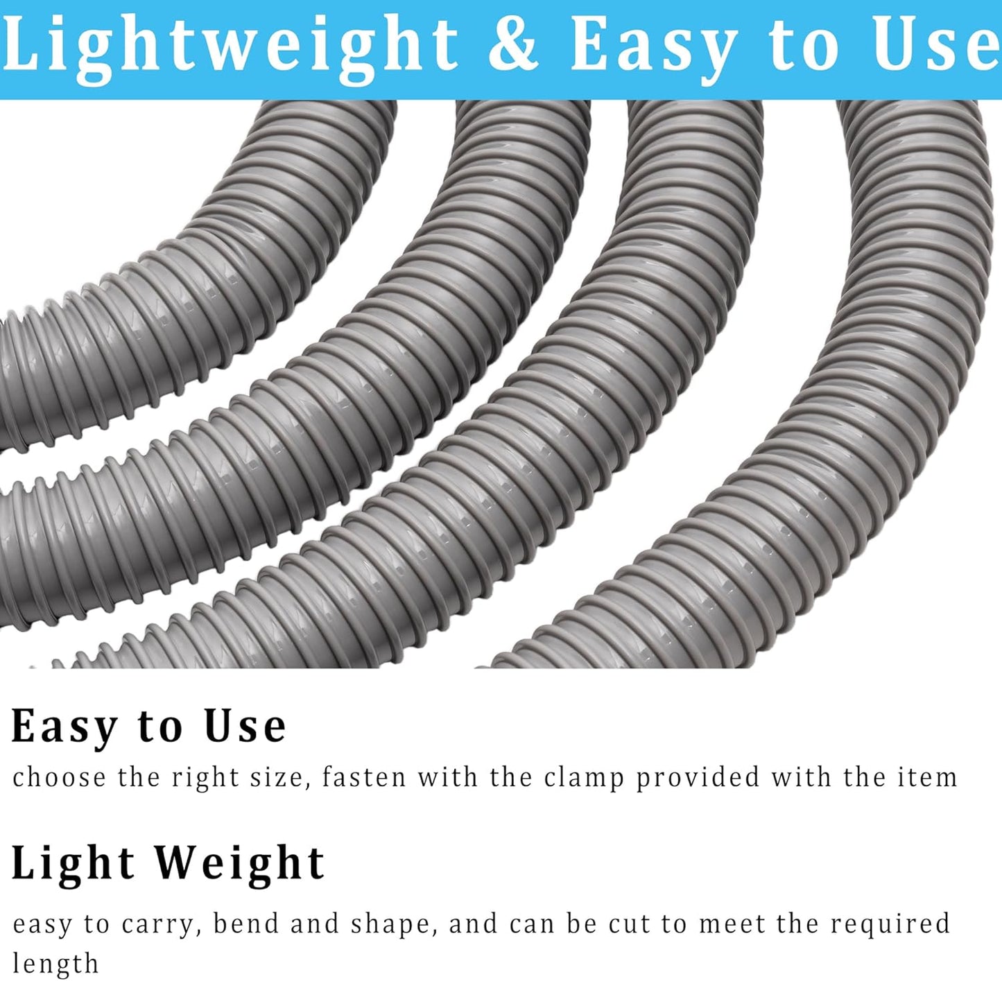 Dust Collection Hose 2 in × 10 ft Heavy Duty Flexible PVC Reinforced Thicken Helix Suction Discharge Corrugated Pipe Hose for Fume Dust Collector Fitting Wood Chip Saw (2 inch gray hose)