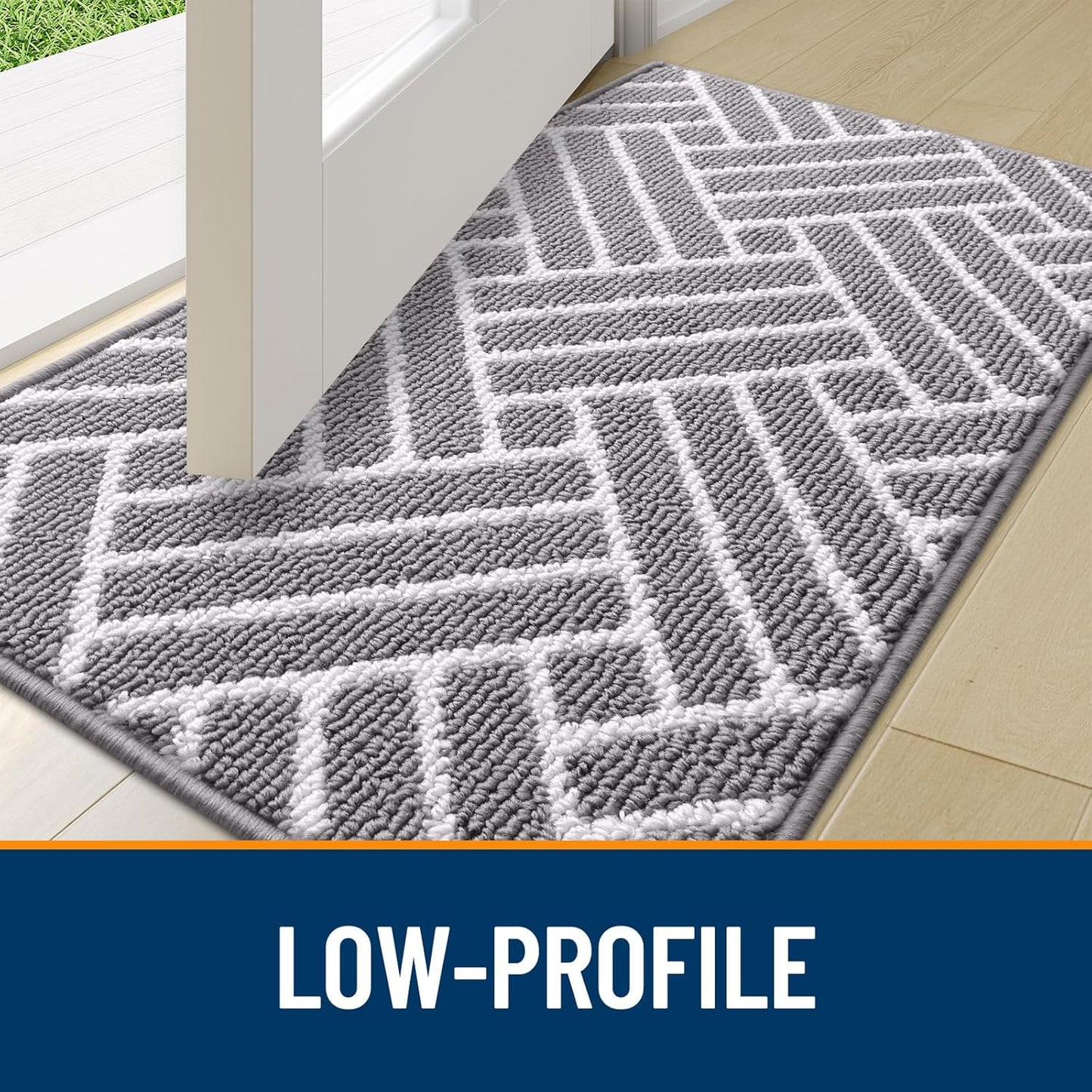 OLANLY Runner Indoor Door Mat, 59x23 Inch, Dirt Resistant and Absorbent, Non-Slip Rubber Backing Floor Mats, Easy Clean Low-Profile Doormat for Entryway, Front Door, and Inside Entrance, Grey