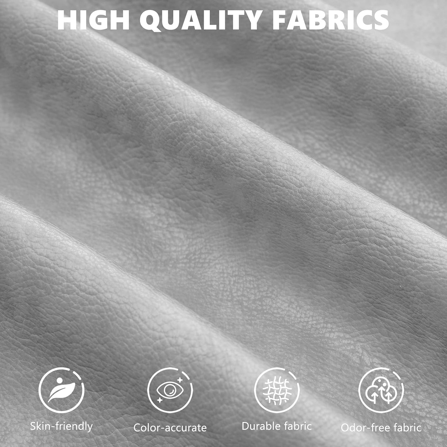 51.8’’ Storage Ottoman Bench, Faux Leather Ottoman with Storages, Window Benches Holds up to 330lbs, Upholstered Storage Bench for Bedroom, Living Room, Entryway and Family Room, Light Gray