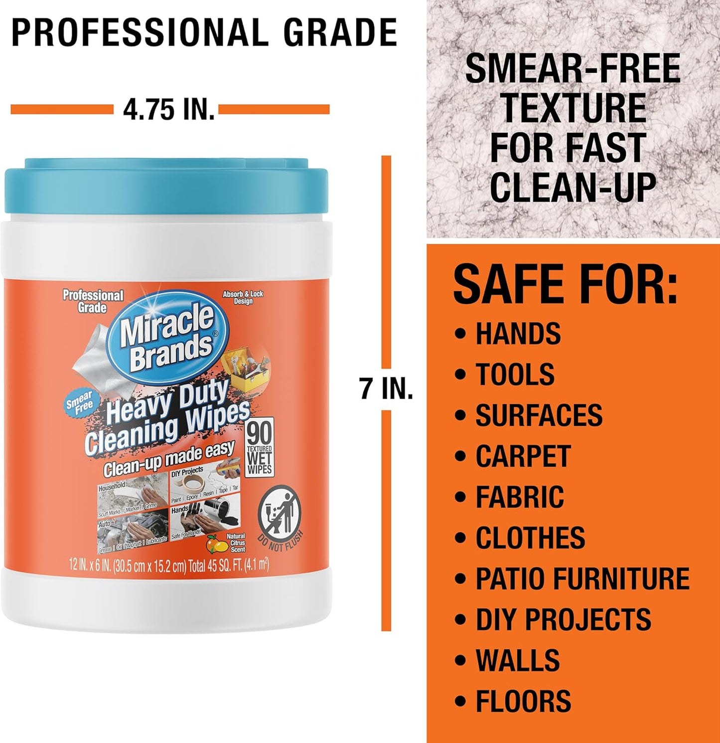 MiracleWipes for Heavy Duty Cleaning (90 Count) - All Purpose Cleaner, Kitchens, Bathrooms, Countertops, Hands, Indoors, Outdoors - Removes Grease, Grime, Crayon, Dirt & More