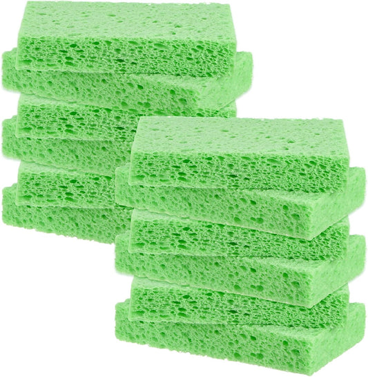12-Pack Kitchen Sponges, Condense Eco Cellulose Non-Scratch Scrub Heavy Sponge for Kitchen/Household/Bathroom, Clean Tough Messes Dish Scrubber [Green]