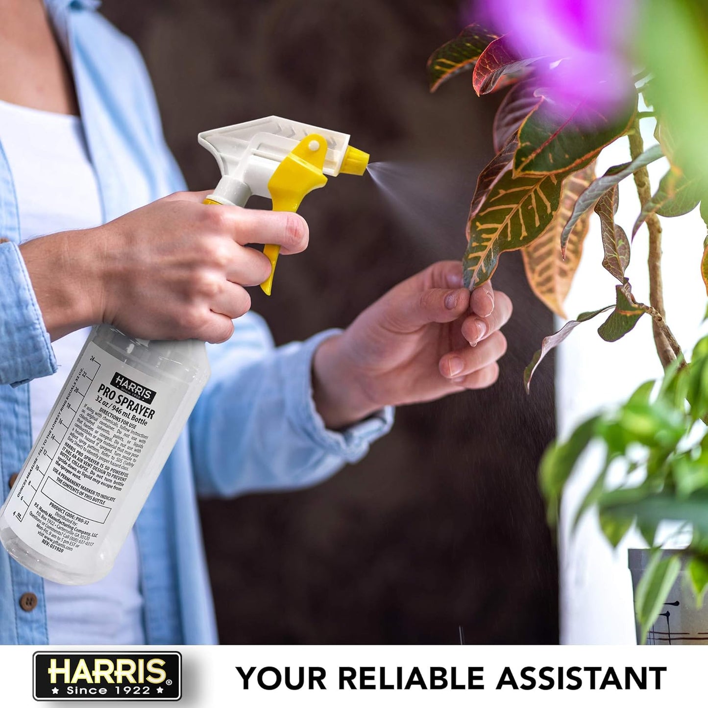 HARRIS Professional Spray Bottle 32oz (3-Pack), All-Purpose for Cleaning and Plants with Clear Finish, Pressurized Sprayer, Adjustable Nozzle and Measurements