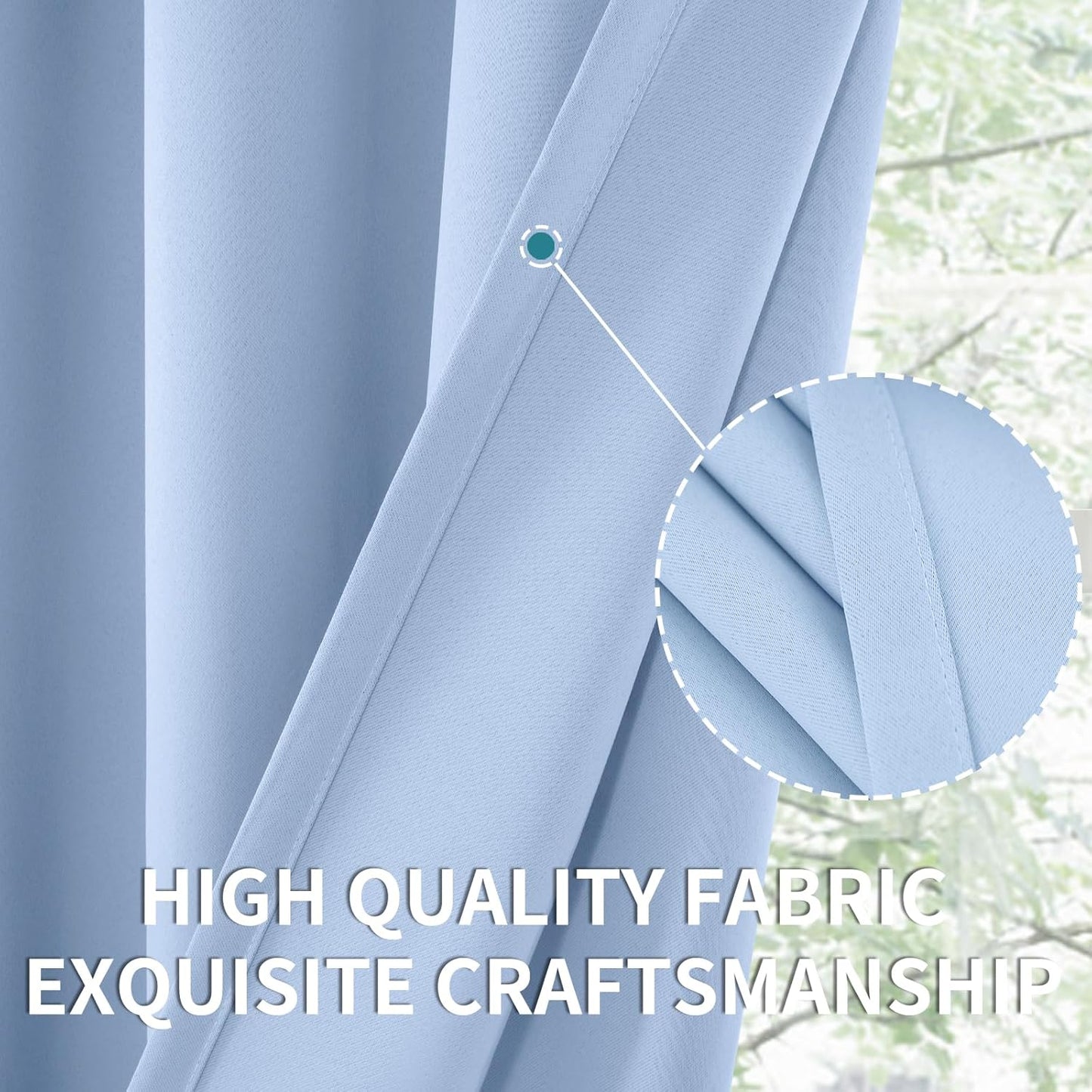 BGment Baby Blue Room Darkening Curtains for Bedroom Kitchen Window 40 Inches Long - Thermal Insulated Short Drapes Privacy for Nursery Kids Cafe Bathroom, 42 x 40 Inch, 2 Panels