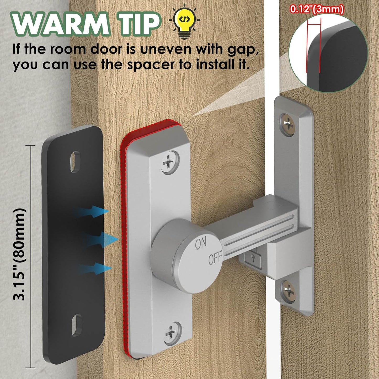 Barn Door Lock Latch, 90/180 Degree Flip Sliding Door Latch for Garage, Bedroom, Cabinet, Sturdy Zinc Alloy Security 90 Degree Lock (White-1 Pc)