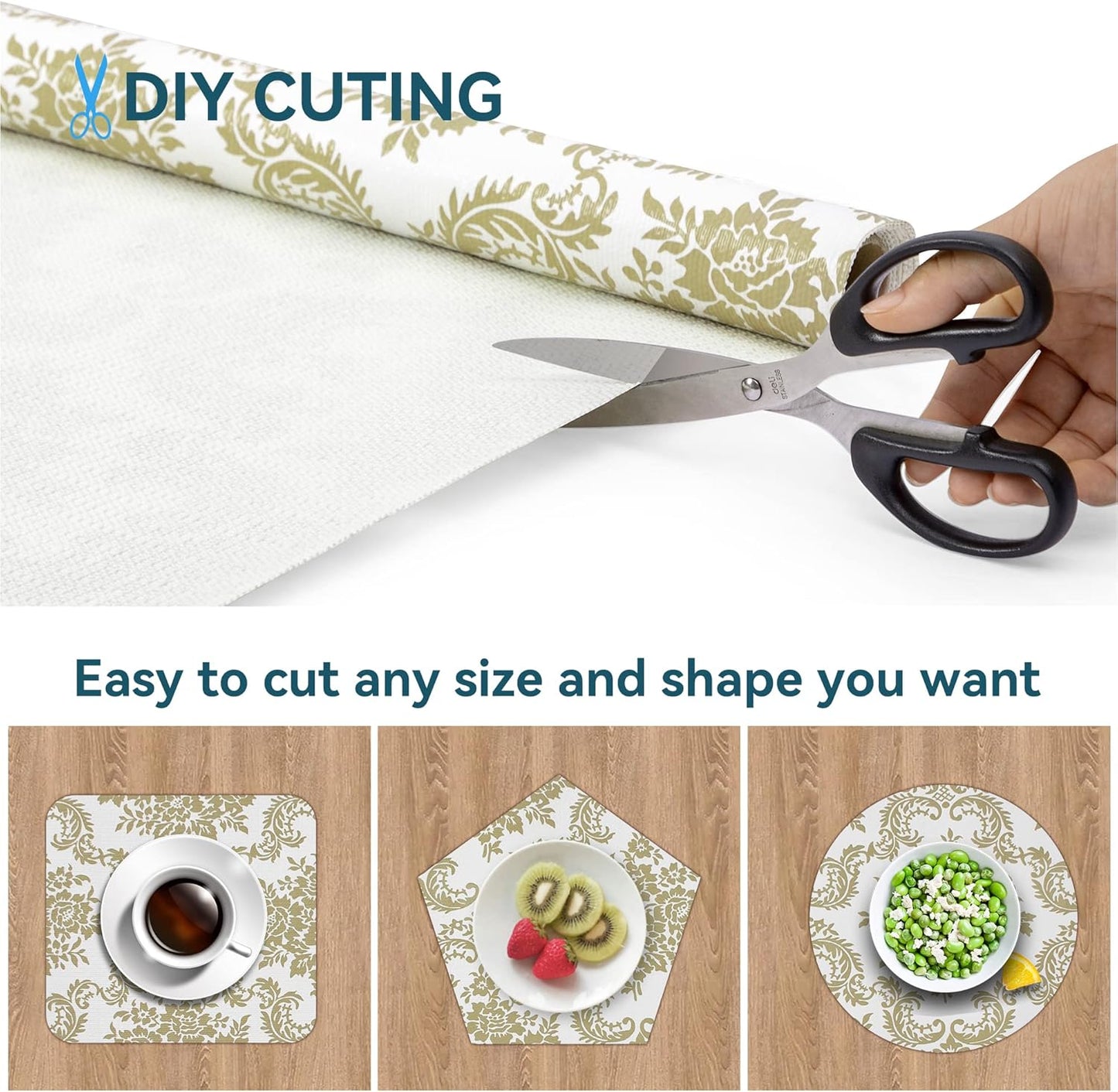 Shelf Liner 18" W x 96" L Cabinet Liners Non Adhesive, Drawer Liners Non Slip Kitchen Mat Waterproof Oil-Proof for Kitchen Cabinet, Shelves, Refrigerator, Storage, Easy to Trim