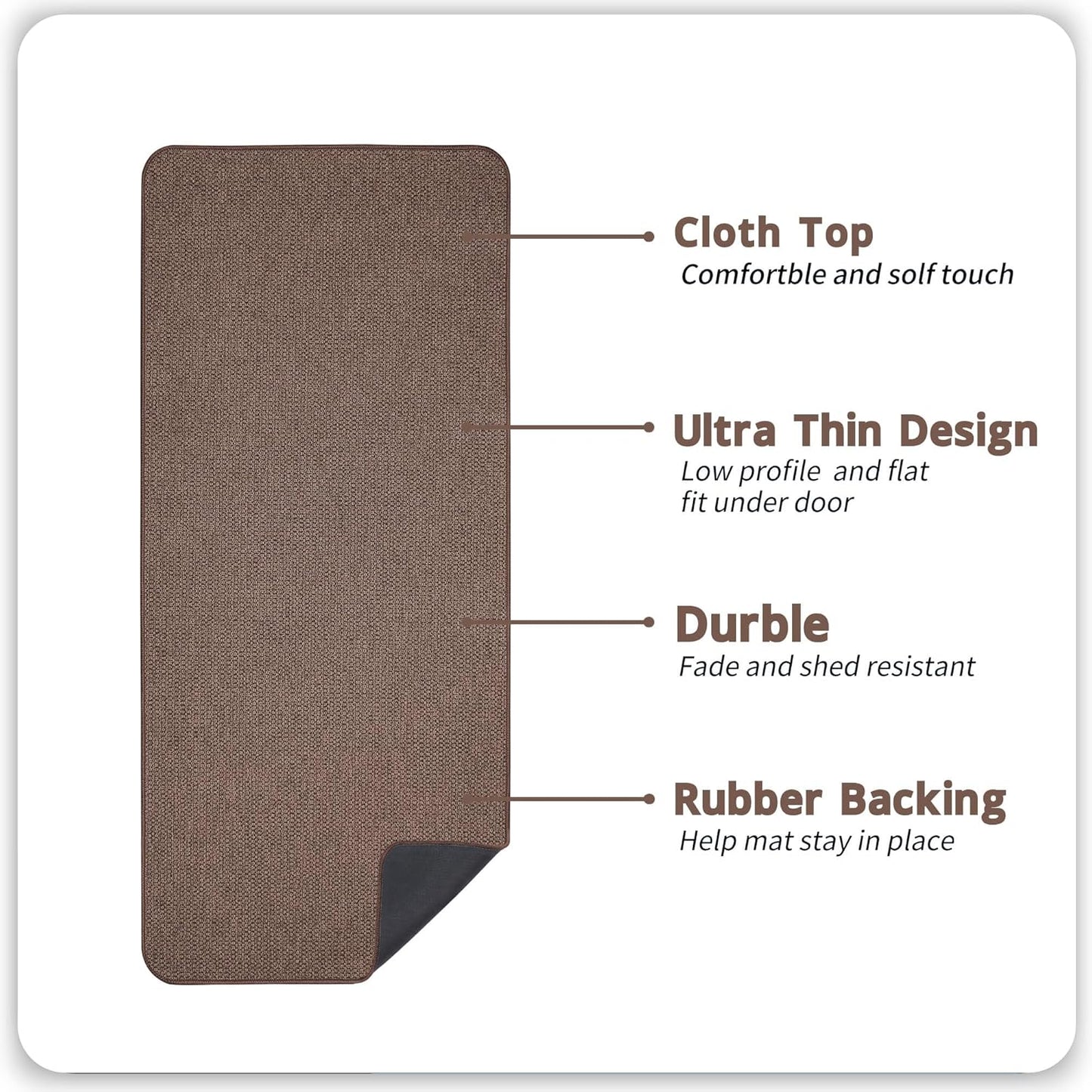 Bath Mat,Ultra Thin Bathroom Runner Rugs,Large Bath Mats for Bathroom,Quick Dry,Non-Slip,Machine Washable,Low Pile,Bath Rug,Shower Outside,Sink,Home Decor Accessories.Brown,1'9"x3'11"（21x47inch）