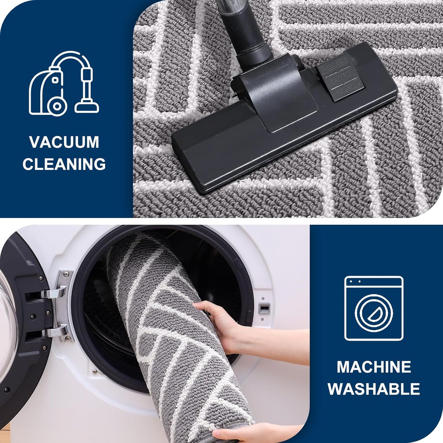 OLANLY Large Indoor Door Mat, 59x35 Inch, Dirt Resistant and Absorbent, Non-Slip Rubber Backing Floor Mats, Easy Clean Low-Profile Doormat for Entryway, Front Door, and Inside Entrance, Grey