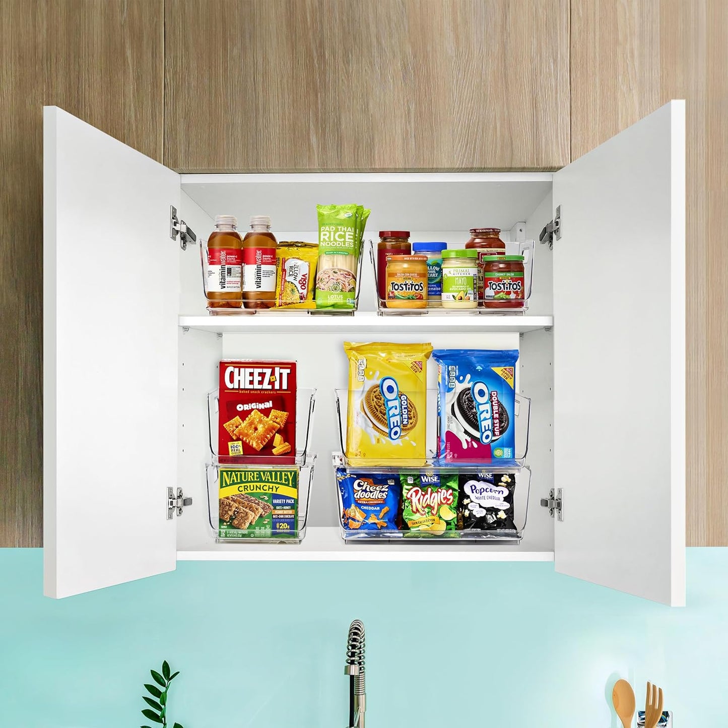 Sorbus Stackable Storage Bins Open Front - Clear Stackable Storage Bins - Pantry Bins for Storage and Organization - Acrylic Stackable Bins for Kitchen - Clear Pantry Organizer Bins (Small 2 Pack)