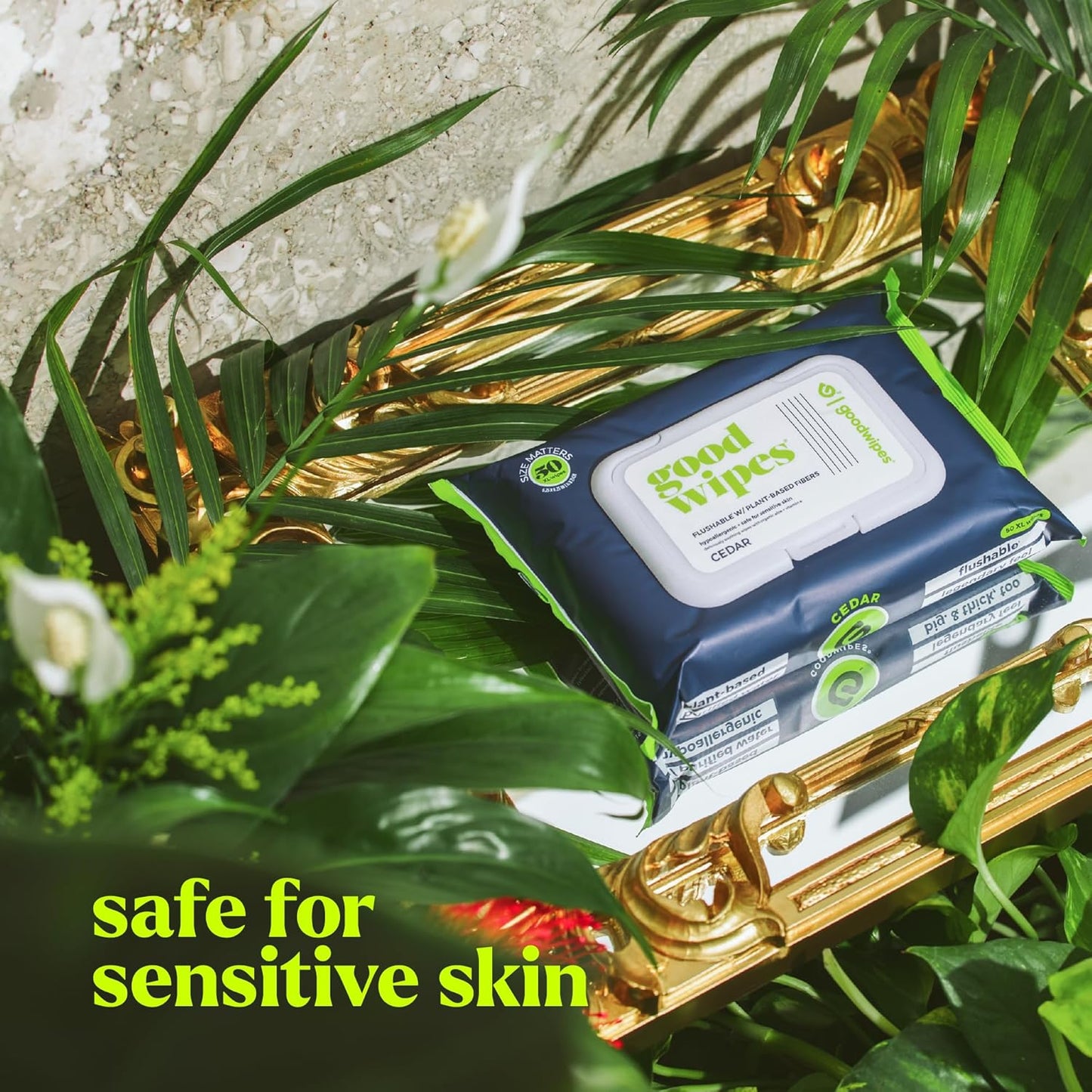 goodwipes Flushable Wipes - Individually Wrapped Butt Wipe for On-the-Go Adults - Portable Mini Wipes - Travel Essentials - Sewer & Septic Safe - Cedar, 32 Count (1 Pack)