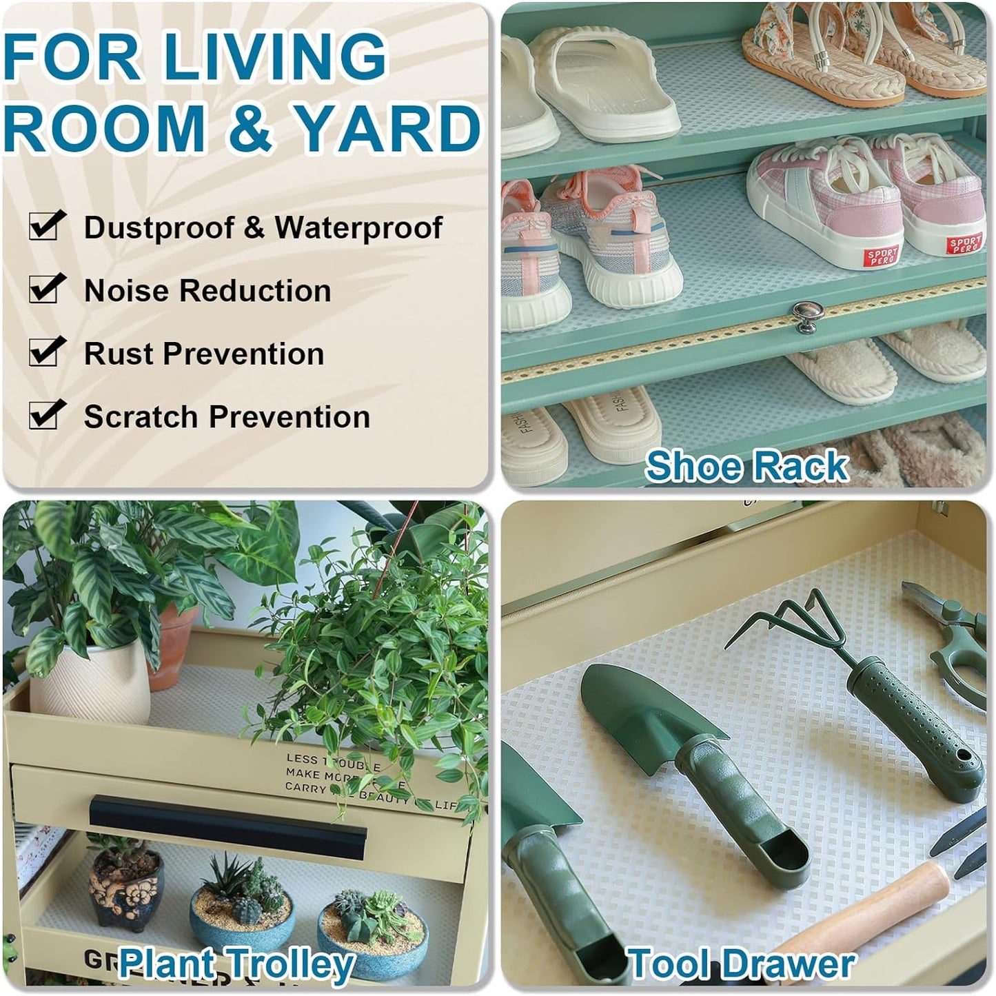 Shelf Liners 10 in x 20 ft EVA Drawer Mats, Non-Adhesive Cupboard Protector, Kitchen Cabinet Lining Fridge Liner (Clear Crossed Stripe, 25.4x610cm)