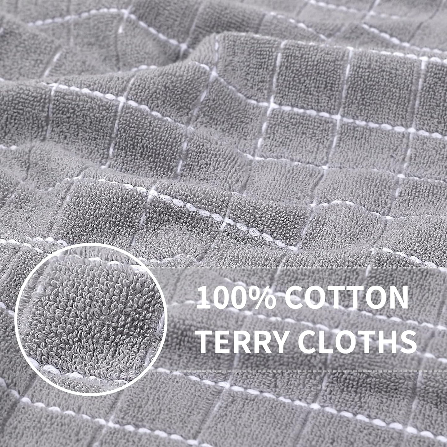 Homaxy 100% Cotton Terry Kitchen Towels(Mixed Color, 13 x 28 Inches), Checkered Designed, Soft and Super Absorbent Dish Towels, 4 Pack