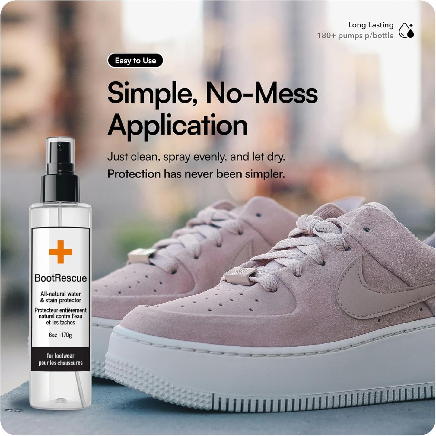 Boot Rescue All-Natural Protector Spray | Premium Waterproof + Stainproof Spray for Leather, Suede & Fabric | Protect Boots, Shoes & Bags | 6oz/170mL