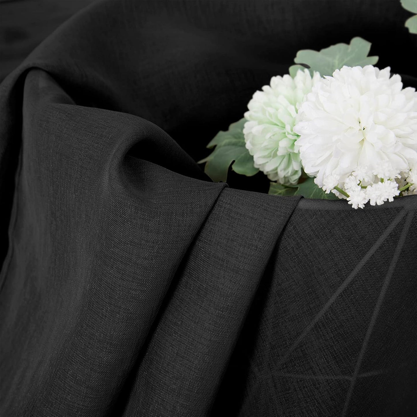 Tollpiz Sheer Curtains Linen Textured Bedroom Curtain Sheers Light Filtering Rod Pocket Voile Curtains for Living Room, 54 x 84 inches Long, Black, Set of 2 Panels