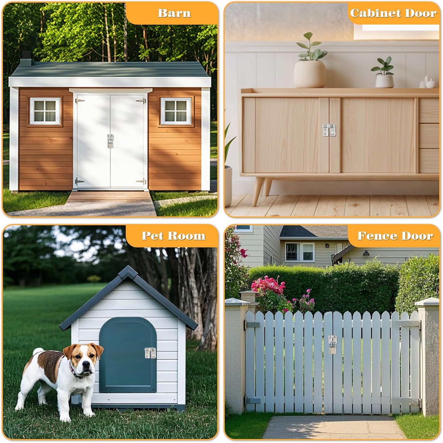 Alise Flip Latch Gate Latch,Shed Door Latch Barn Door Lock Shed Lock Shed Latch,Stainless Steel Locking Latches for Shed Barn Fence Chicken Dog Cage Window Cabinet Backyard Garage,Brushed,S-Size