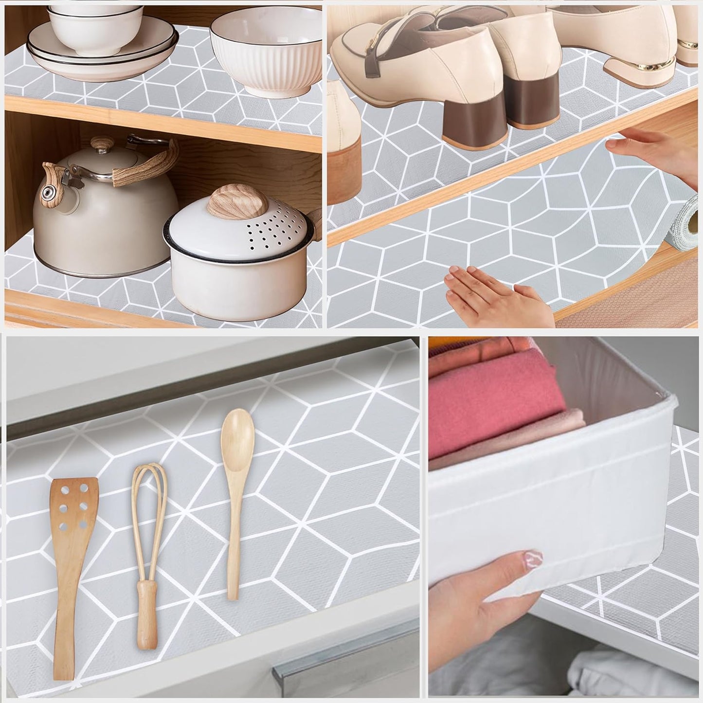 Shelf Liner 14 Inch Wide X 20 Ft Waterproof Cabinet Drawer Paper Mat Non Slip Pantry Cupboard Closet Liners Non Adhesive Liner for Kitchen Bathroom Dresser Refrigerator Under Sink