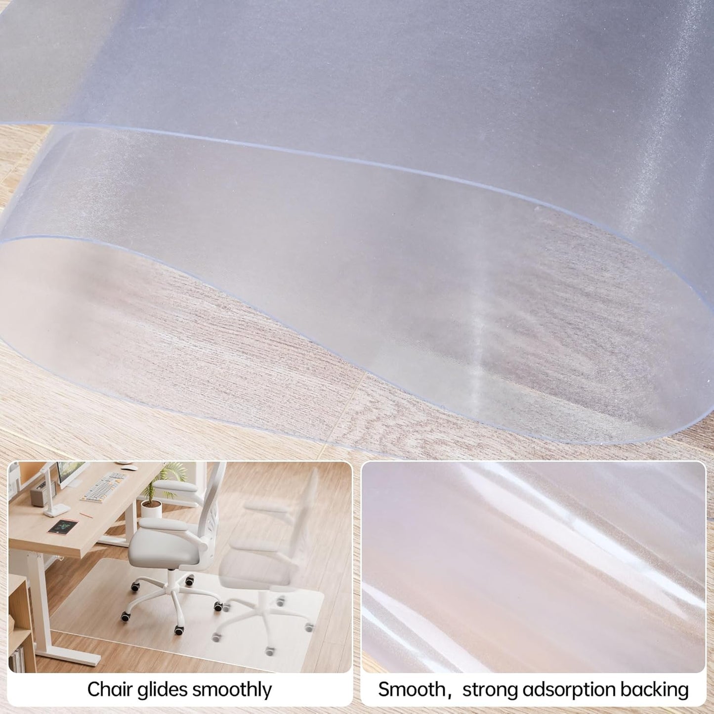Office Chair Mat for Hardwood Floor, 72" x 36" Clear Computer/Desk Chair Mat for Hard Floor, Thicker, Easy Glide, Non-Slip, Protects Hard Surfaces from Scratches, Ideal for Home or Office