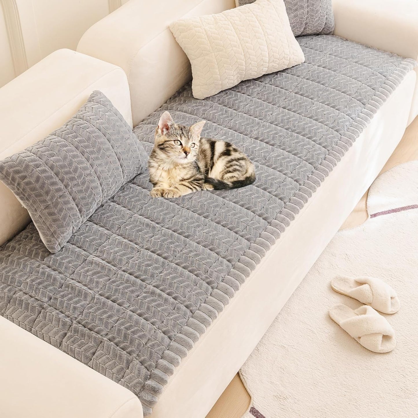 Pet Couch Cover Protector Sofa Covers for Pets Washable Non Slip Couches and Sofas Dog Mat (Grey, 27.6" x 70.9")