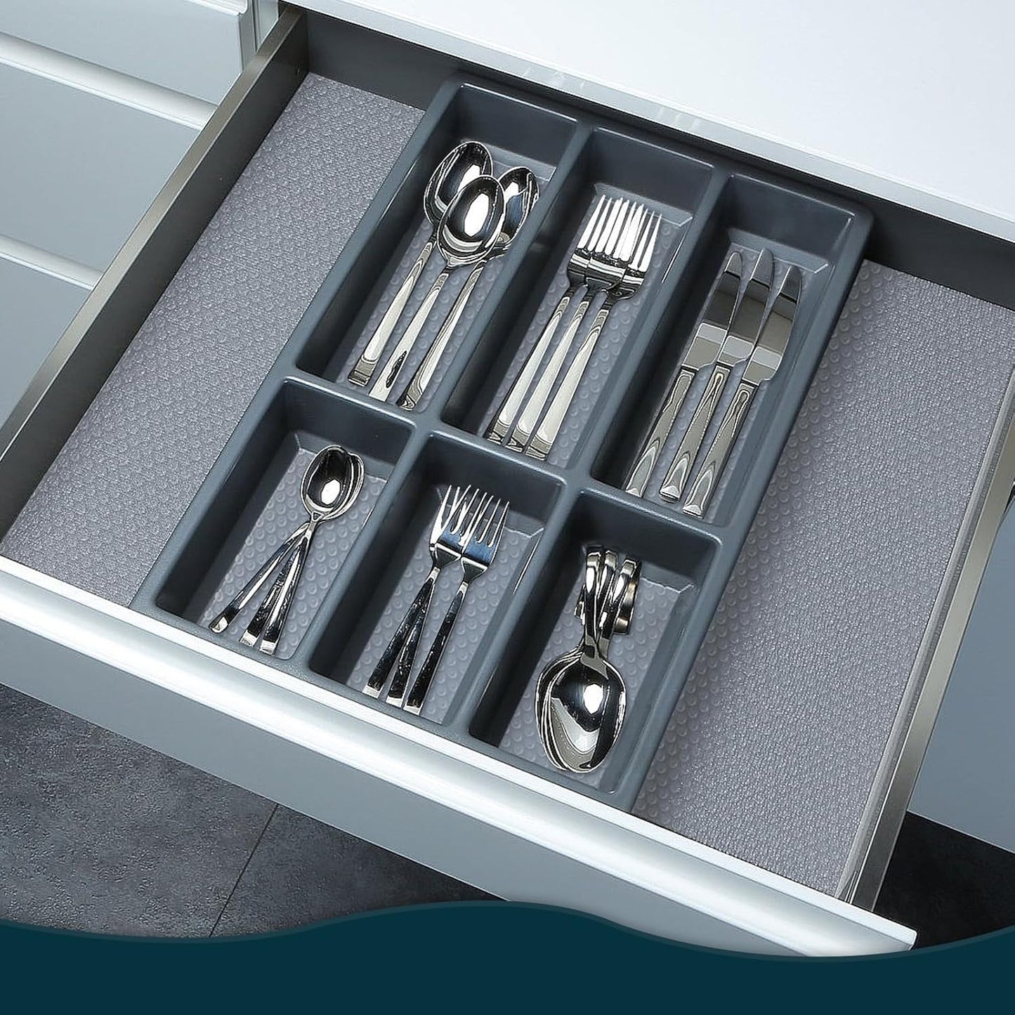 Shelf Liners for Kitchen Cabinets Non-Adhesive & Washable,Non Slip Cabinet Liners for Shelves Waterproof & Oil Proof,Clear Plastic Drawer Liner,Easy to Cut & Food-Grade EVA 17.5'' x 20' x 2 Rolls CT-1