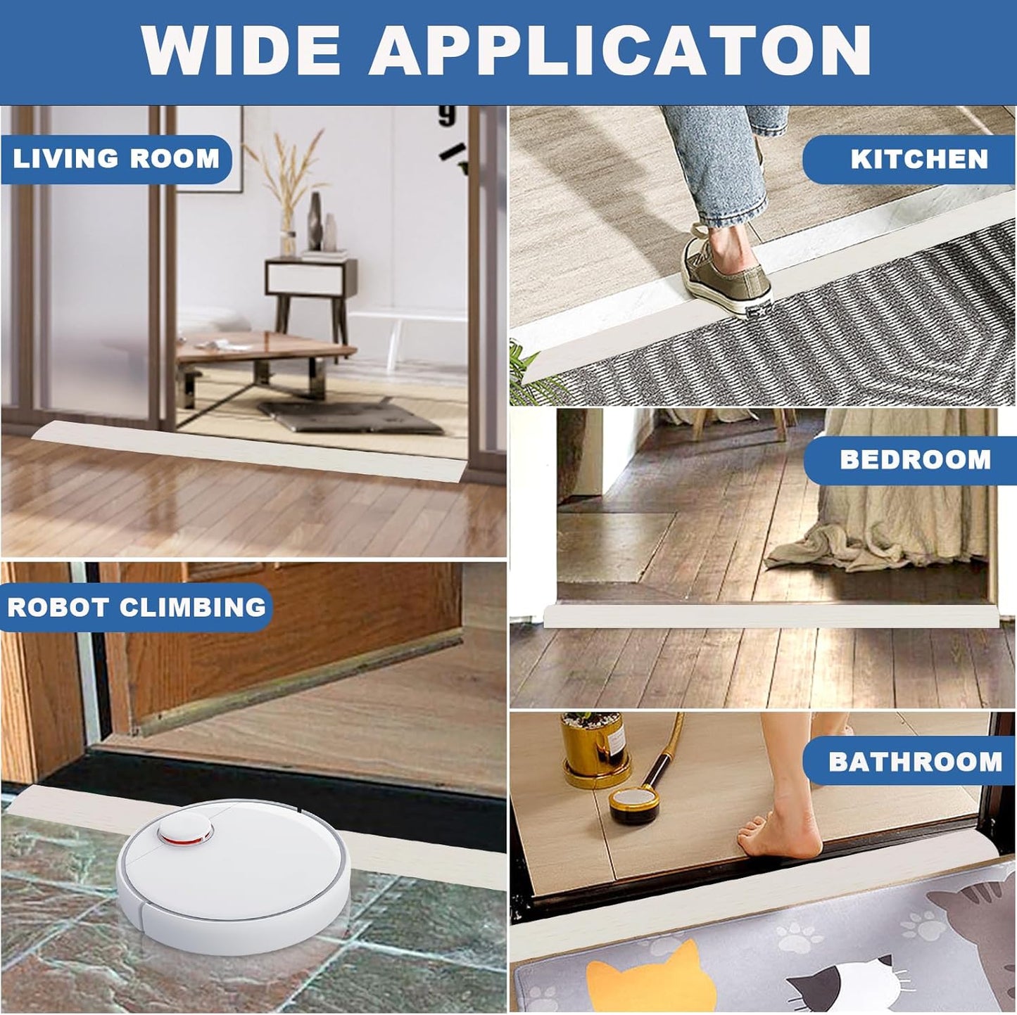 Vinyl Door Threshold Flooring Transition Strip Self Adhesive Carpet Edging Strip for Laminate Doorway Edge Threshold from 1/5" to 2/5" (Beige Wood Grain, 6.6 Ft)