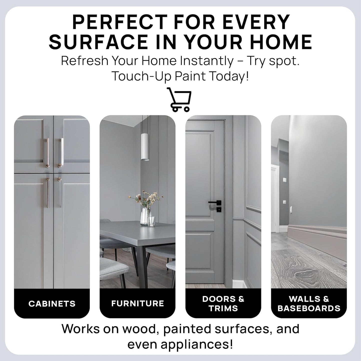 spot. Touch-Up Paint | Matte Finish for Cabinets, Walls, Doors & Furniture | Multi-Tone Gray Repair Kit | Quick-Dry, Self-Priming, Low-Odor, Eco-Friendly | No-Sanding or Primer Needed | 3 Pack