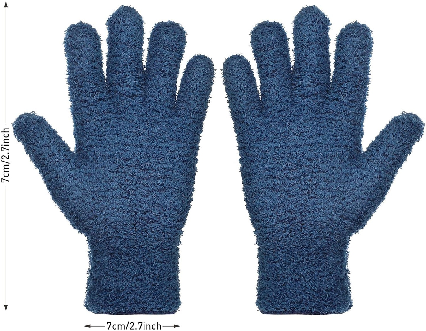 Patelai 2 Pairs Microfiber Gloves for plants Dusting Cleaning Glove Mittens House Cars Blinds Dusting(Gray, Dark Blue, Large)