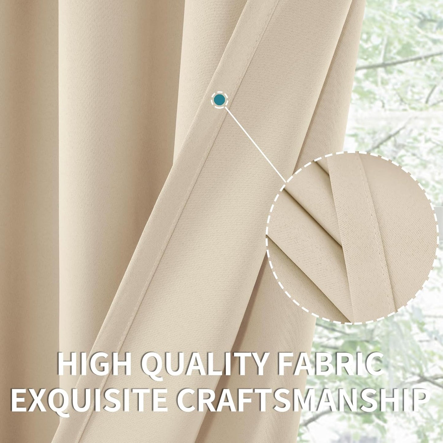 BGment Champagne Blackout Curtains 45 Inches Long for Bedroom Kitchen Window - Room Darkening Drapes Short Length with Rod Pocket for Bathroom Cafe, 2 Panels, 42 x 45 Inch