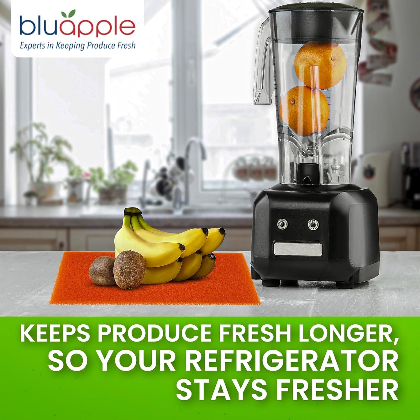 Bluapple FreshMats, Refrigerator Bin Liner, Fridge Drawer Mats, Crisper Life Extender Liner Keeps Produce Fresh Longer, Anti-Bruising, for Air Circulation, Washable & Reusable (4-Mats, 12x15, Orange)