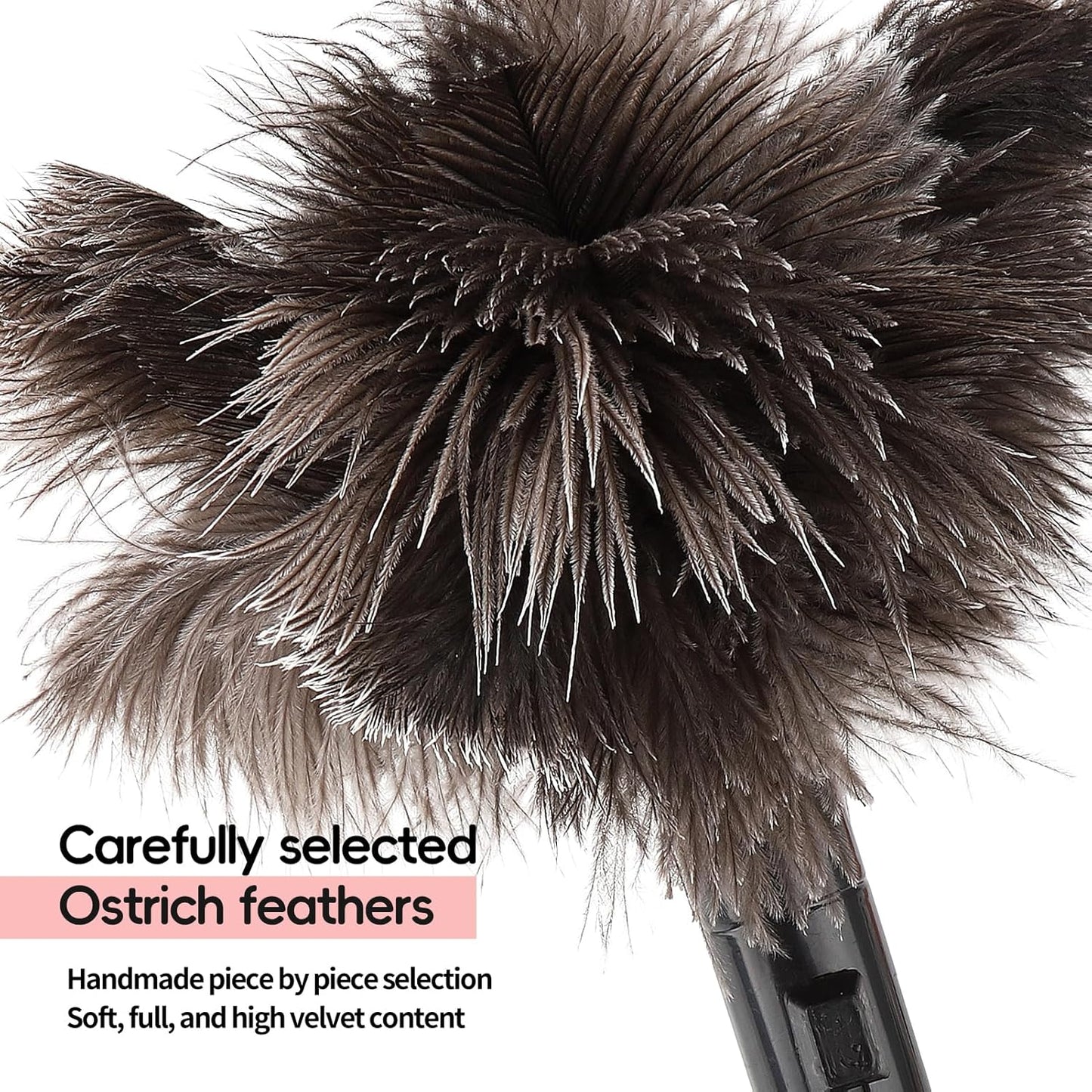 Retractable Feather Duster-Genuine Ostrich Feathers,Anti-Static,Reusable Eco-Friendly Handheld Cleaning for Keyboard,Home,Car,Office(10 to 15 Inches) 1 Pack