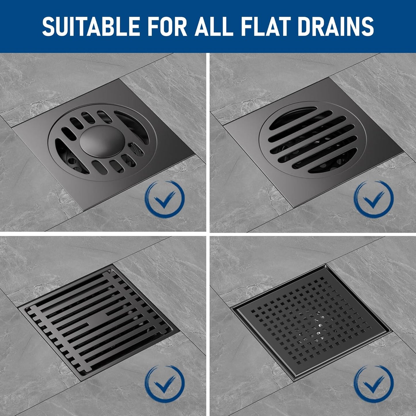 Disposable Hair Catcher Shower Drain Mesh Stickers, Hair Catchers for Shower, 25 Pack, 6.1 Inch - Square