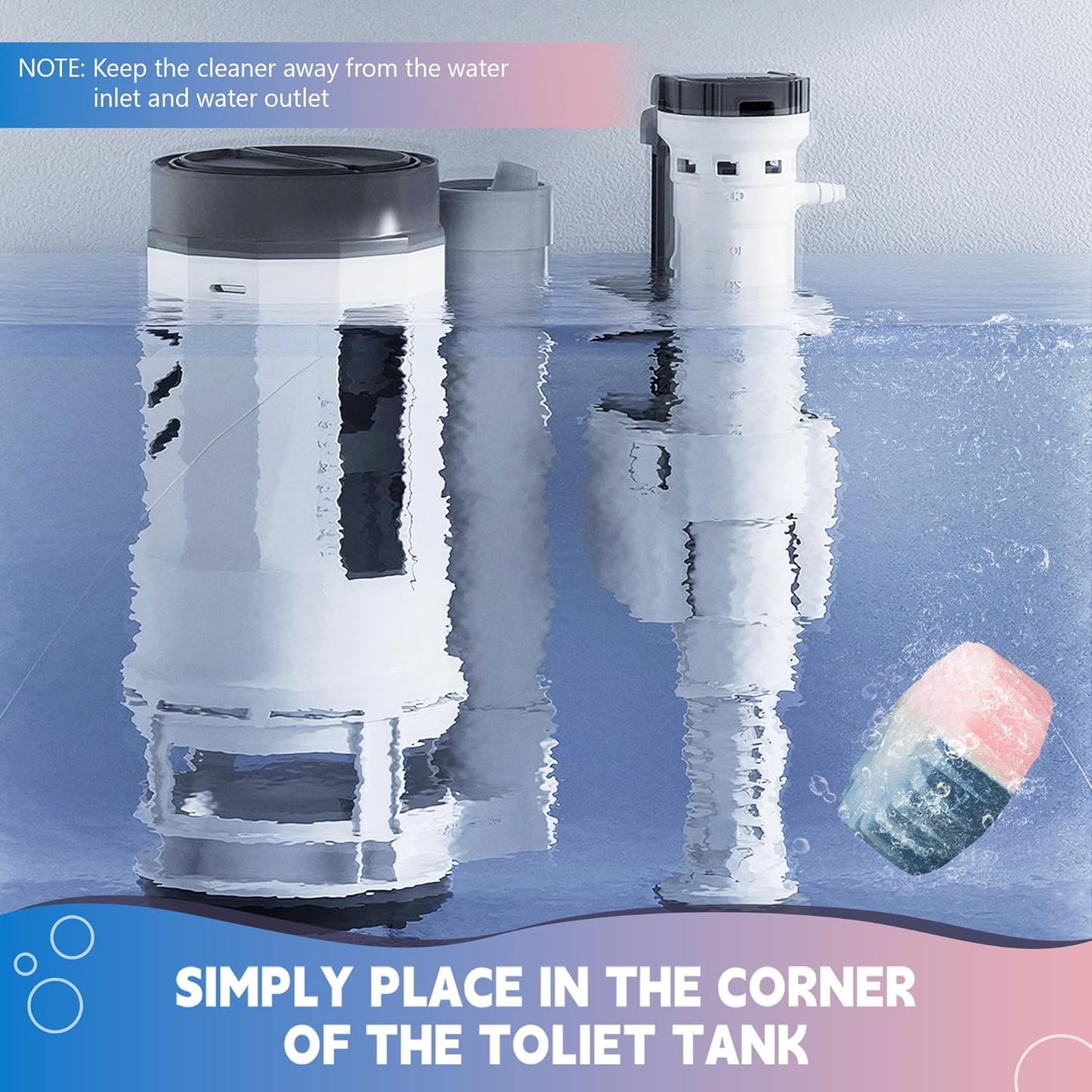 Toilet Bowl Cleaner Tablets, Automatic Toilet Bowl Cleaners, Long-Lasting Toilet Tabs Drop in Tank for Deodorizing & Descaling, Blue & Pink, 12 Packs