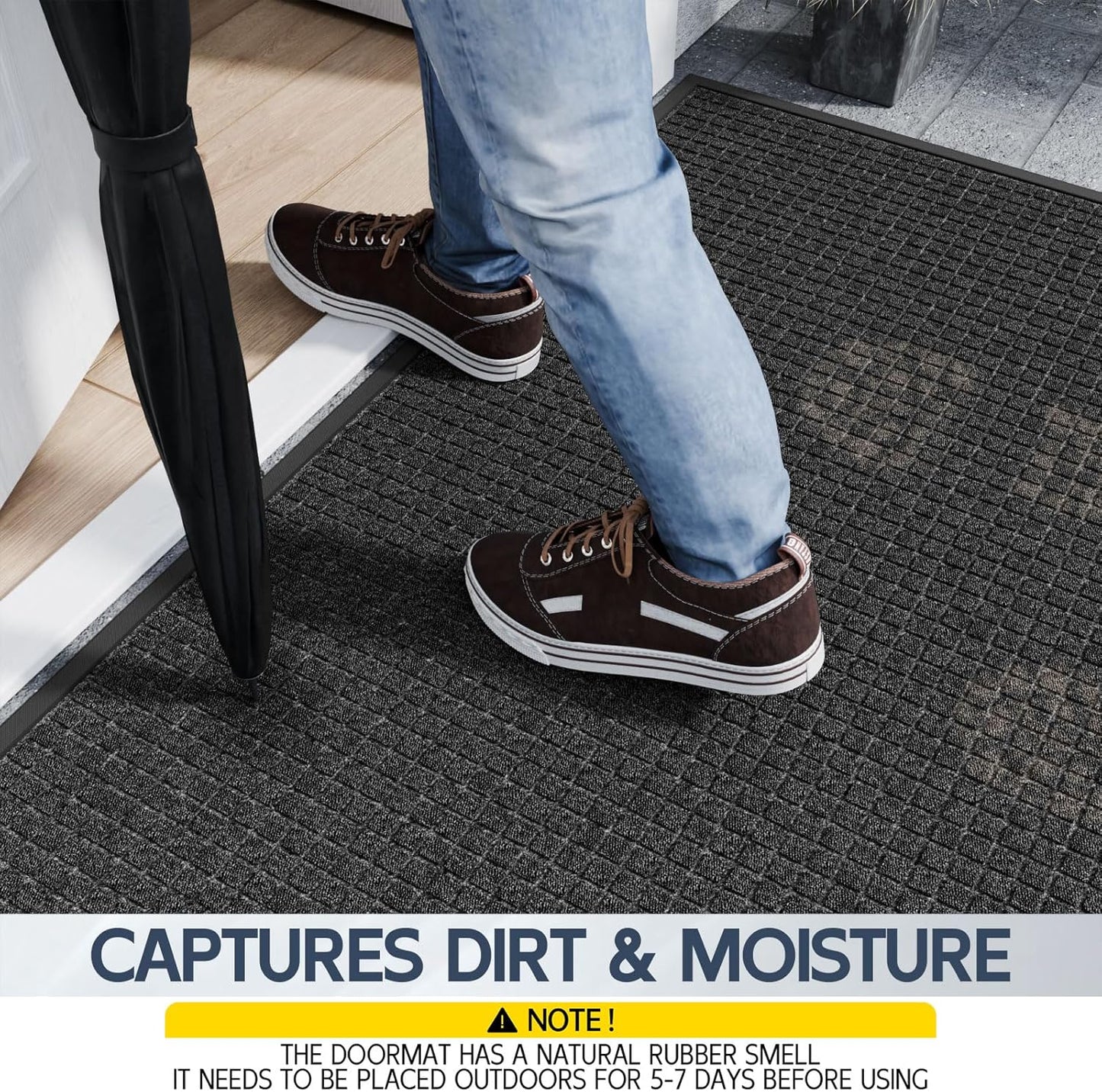 Indoor Outdoor Front Door Mats, 72" x 24" Rubber Backing Non Slip Durable Welcome Floor Mats for Patio, Garage Entrance, Stain and Fade Resistant Commercial Doormats for High Traffic