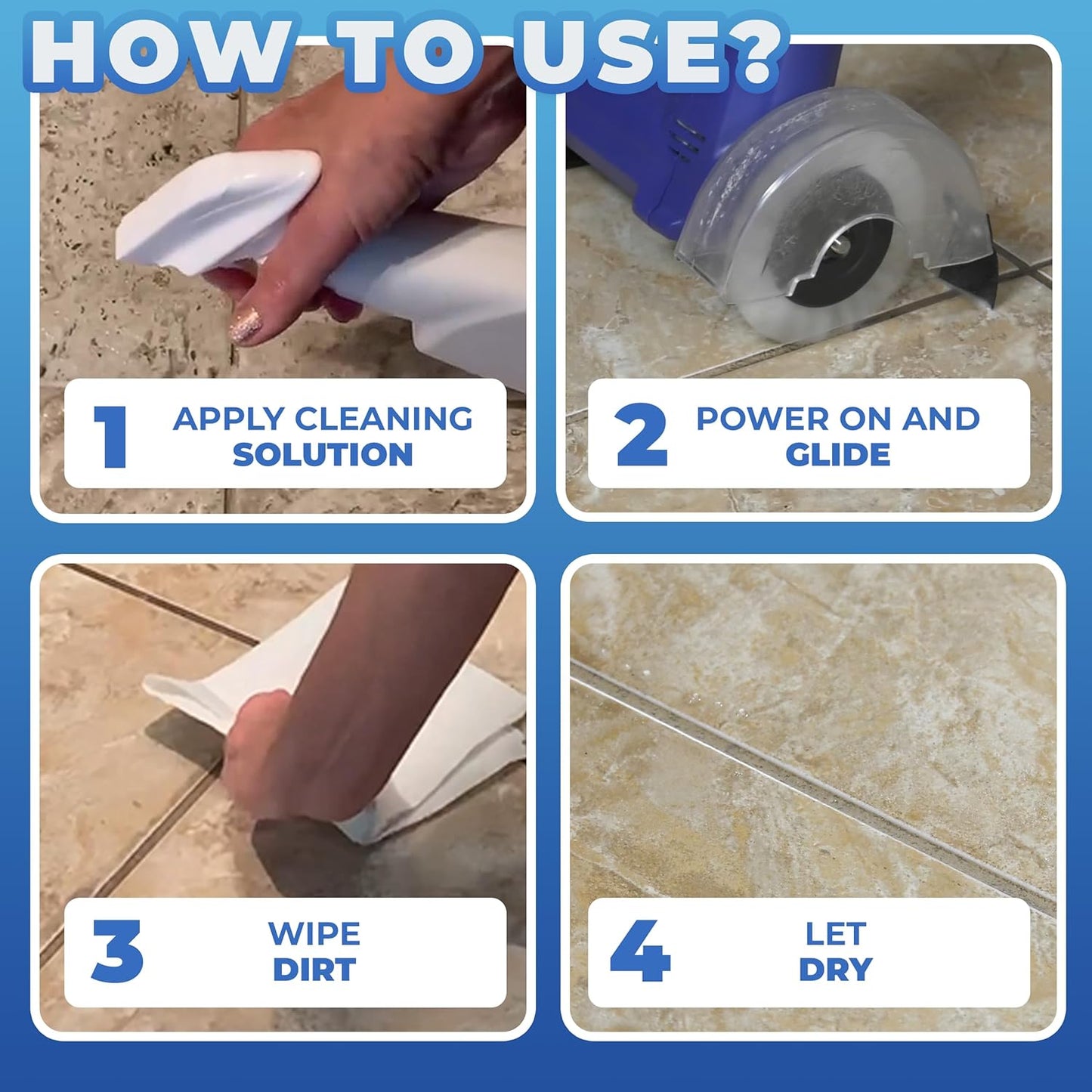 Grout Groovy! Electric Stand-Up Lightweight Grout Cleaning Machine – Large Tile Grout Cleaner for Deep Cleaning Kitchen Floors, Bathrooms & Tile Surfaces | Easy-to-Use Electric Floor Scrubber Machine