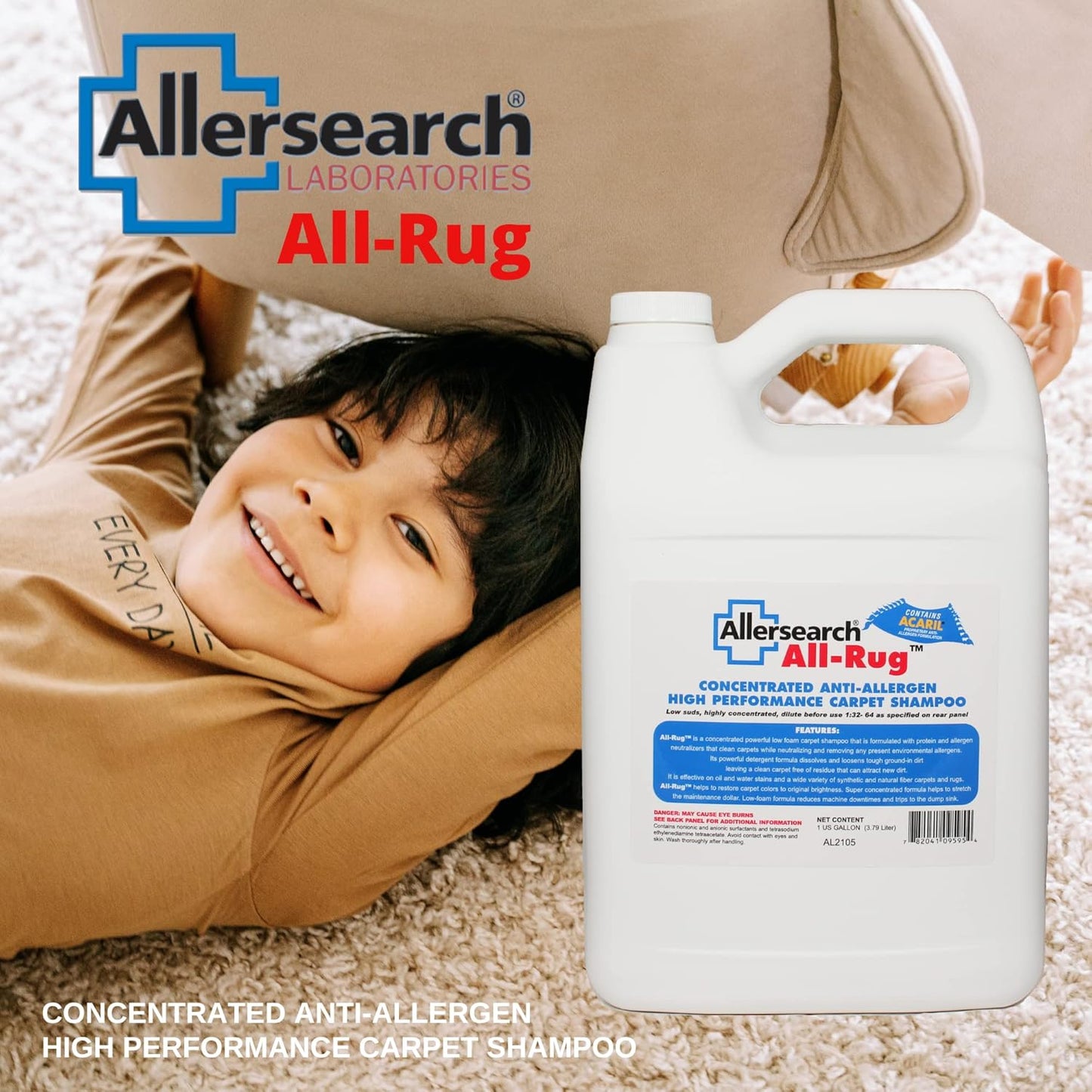 Allersearch All-Rug Anti-Allergen Concentrated Carpet Shampoo 1 Gallon (128 Oz)