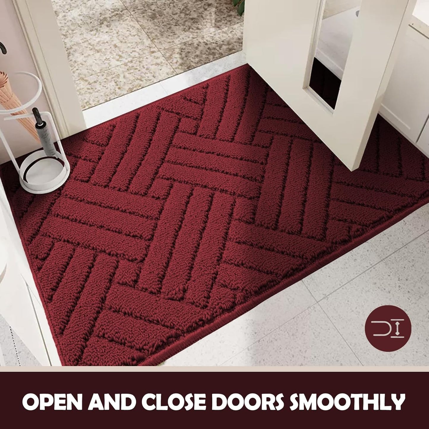 Door Mat Indoor Doormat, Entryway Rug Door Mats Non-Slip Rubber Backing, Heavy Duty Low-Profile Entrance Rugs, Absorbent Resist Dirt Doormats Floor Door mat for Entryway,Red 32"x48"