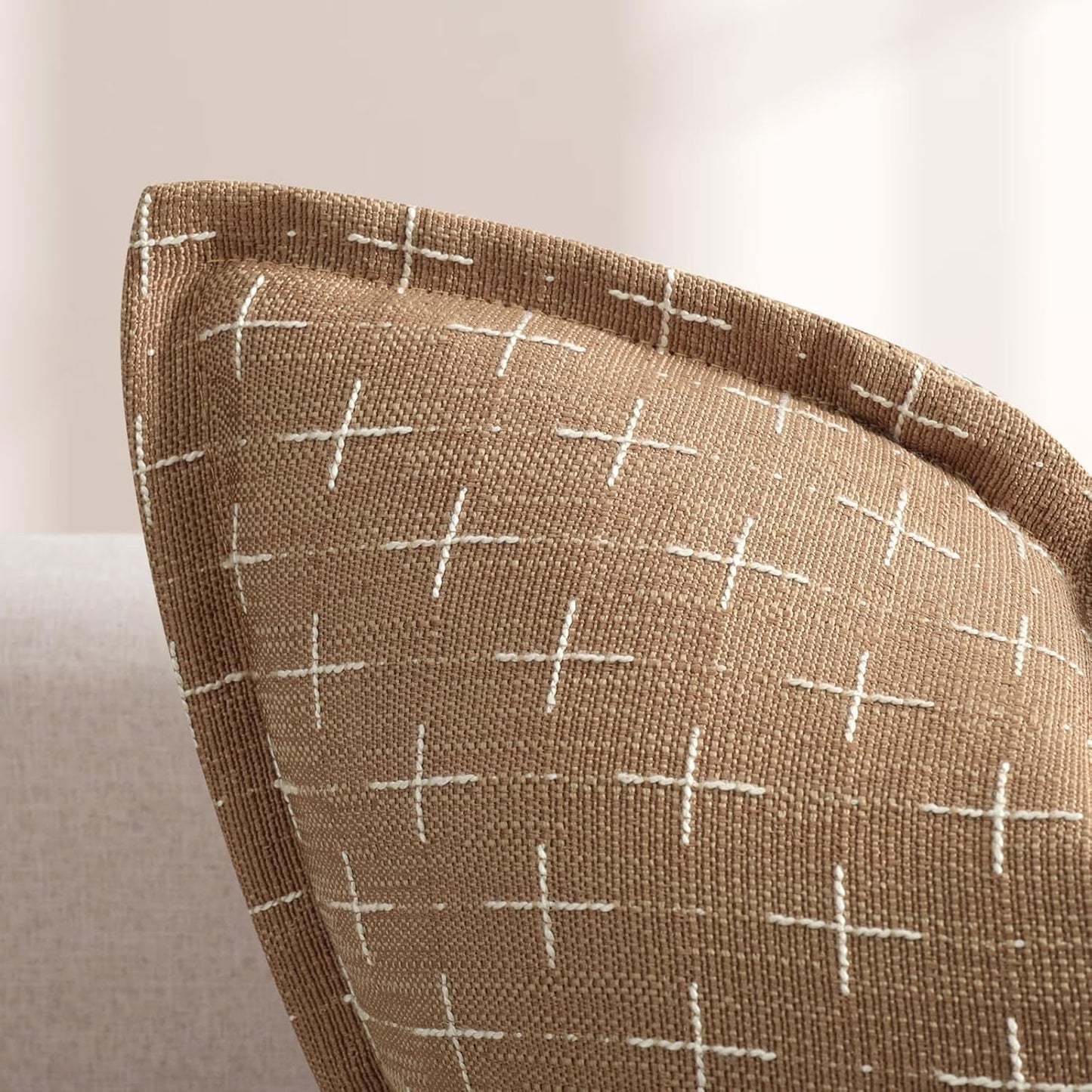 ZWJD Throw Pillow Pillow Covers 20x20 Set of 2 Soft Polyester Textured Pillow Covers with Stylish Flange Edge Cozy Farmhouse Throw Pillows for Couch Bed Sofa Living Room