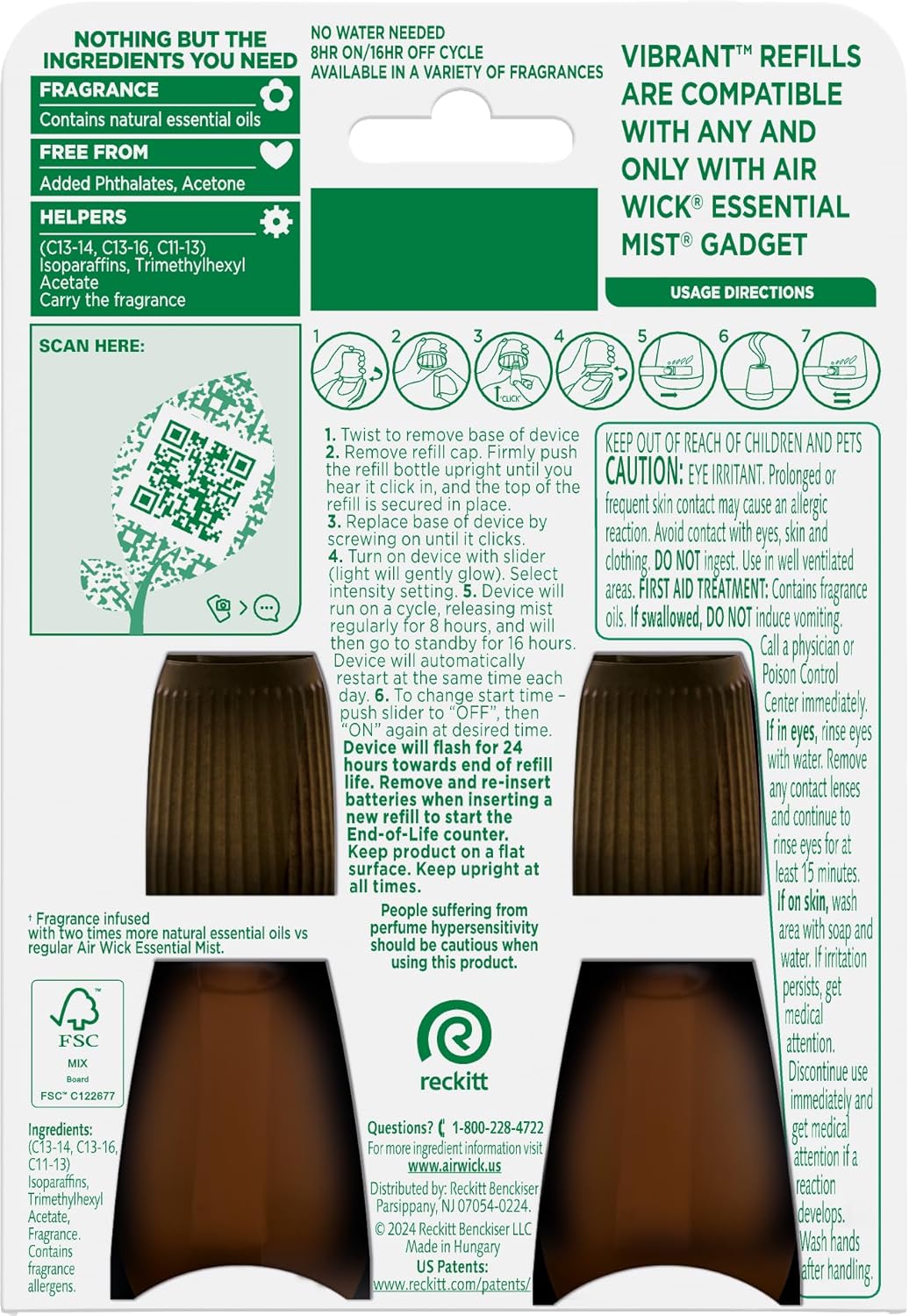 AIR WICK Essential Mist Twin Refill – White Sage & Mahogany (2x.67) oz. (Pack of 2)