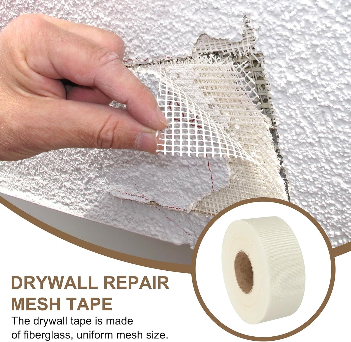 PATIKIL Drywall Repair Mesh Tape, 3 inch x 328 ft Fiberglass Repair Patch Self-Adhesive Dry Wall Joint Tape 12 Mesh Wall Hole Crack and Seam Patch, White