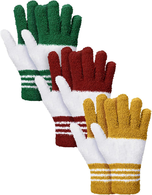 Patelai 3 Pairs Microfiber Plant Dusting Gloves Leaf Cleaning Gloves for Indoor Plants, Blinds, Furniture, House(Small,Red, Green, Yellow)