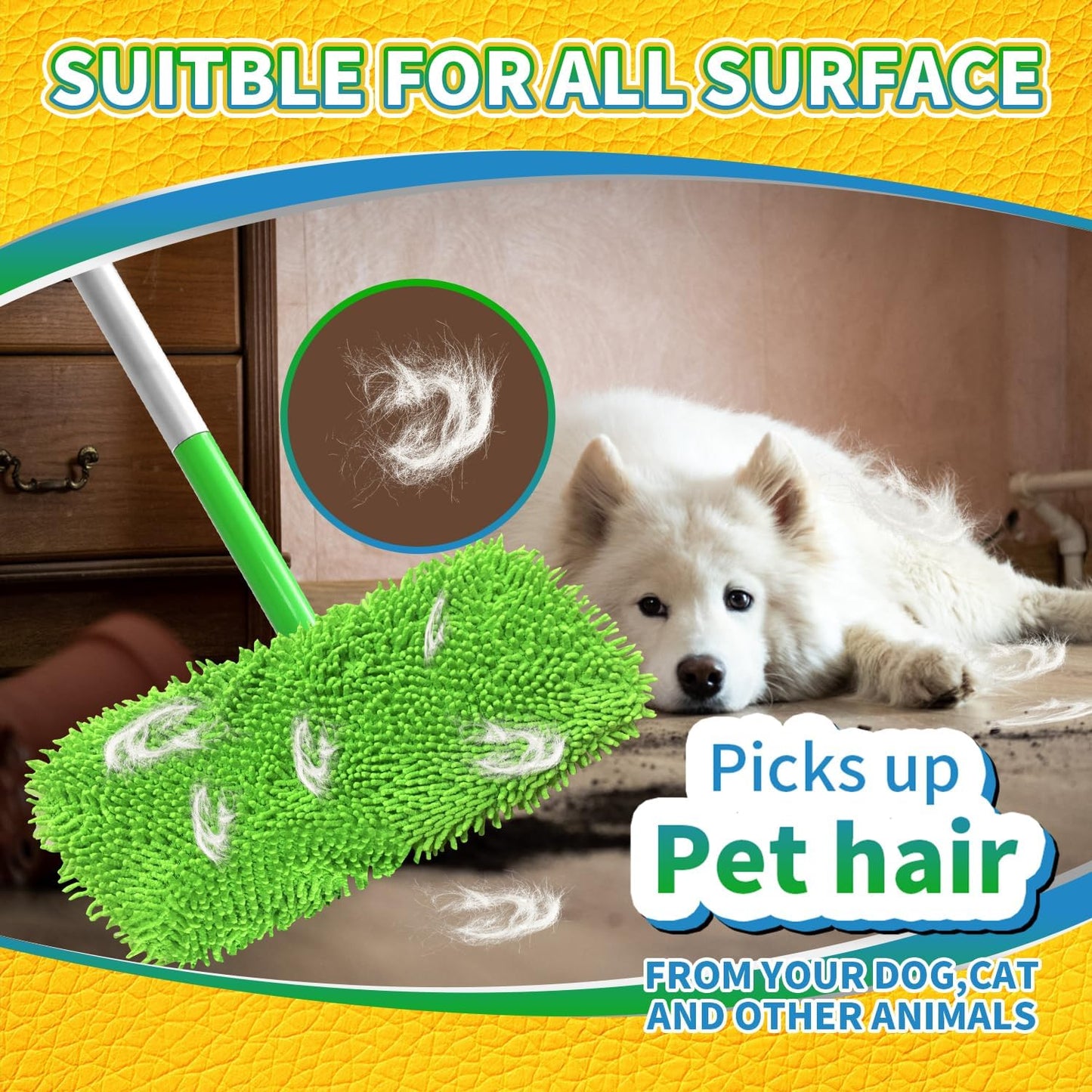 6Pcs Reusable Microfiber Mop Pads Compatible with Swiffer Sweeper Mop, Wet and Dry Flat mop Cover, Replacement Sweeping Mopping pad Refills for Surface/Hardwood Floor Cleaning