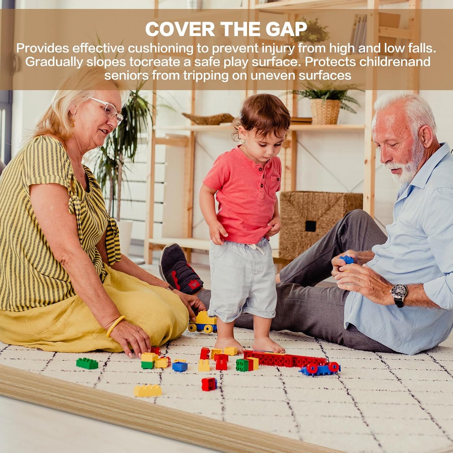 Floor Transition Strip Vinyl Door Threshold Ramp Self Adhesive Carpet Edging Strip Doorway Edge Trim, Overlap Edge Reducer for Laminate Carpet, Floor, Tile (Light Yellow Grain, 2/5" to 3/5", 3.3Ft)