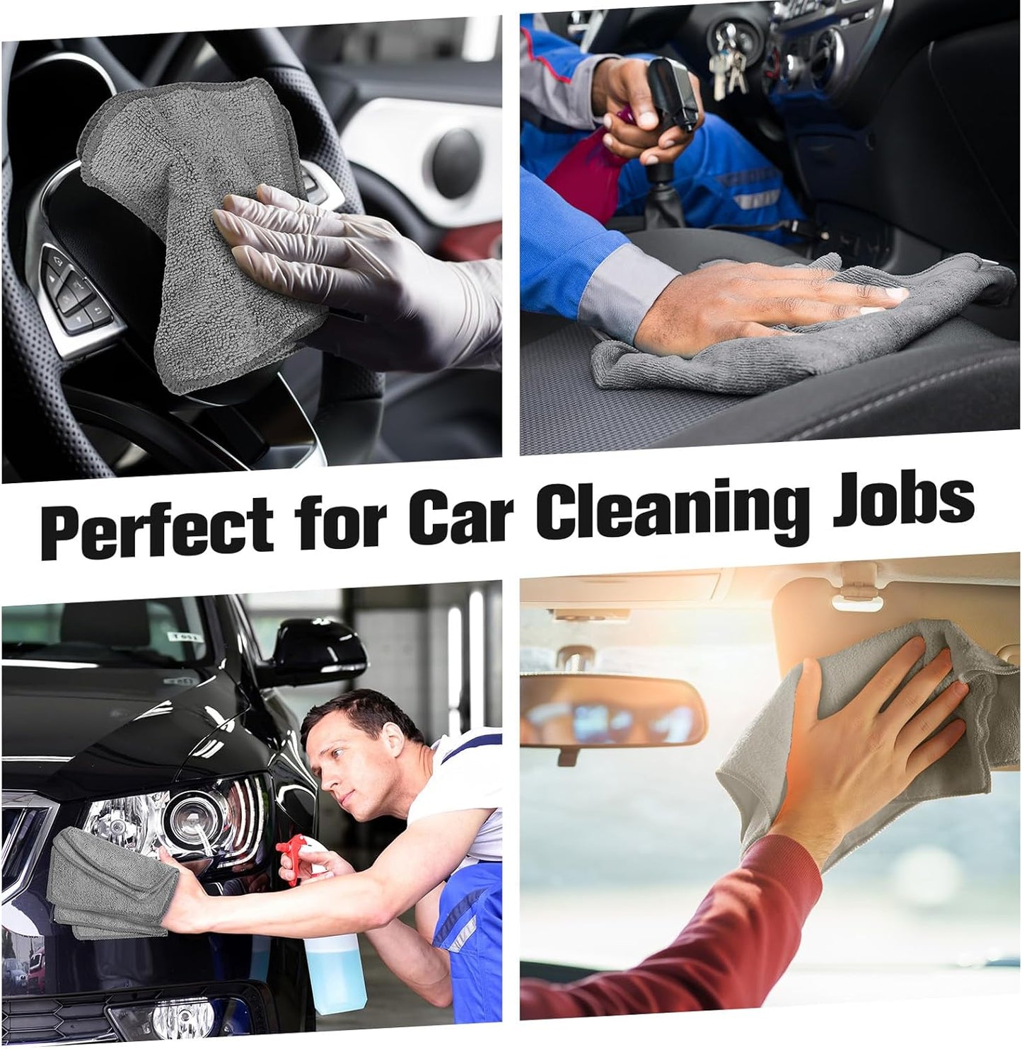 Tanlade Microfiber Cleaning Cloth 6"x6" Cleaning Rags Reasonable Kitchen Towels Microfiber Towels Cars Wash Dry Erase Cloth (Gray,50 Pcs)