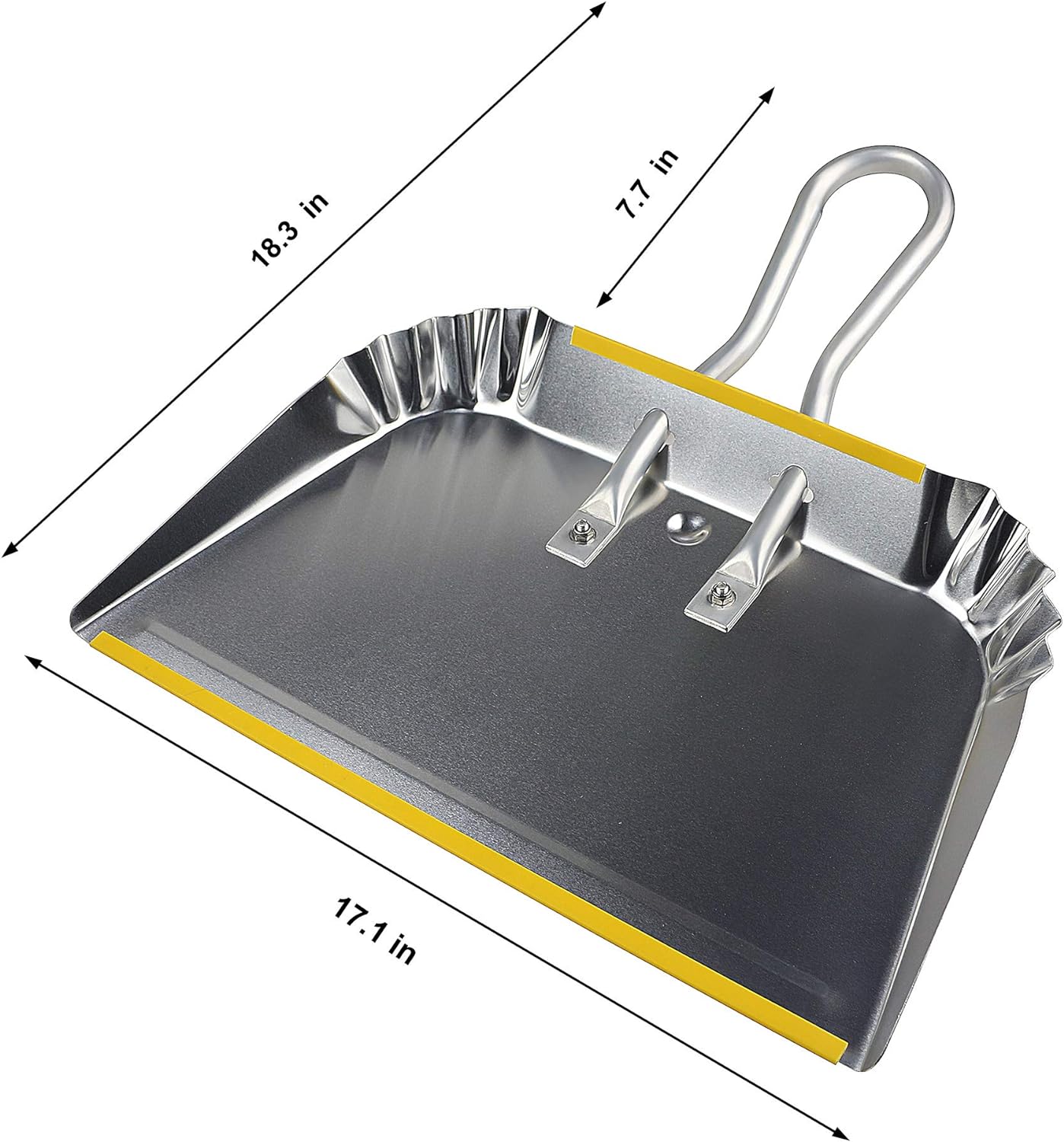 PHYEX 3-Pack 17" Heavy Duty Metal Dust Pans, Wide Dustpans for Household, Easy to Assemble