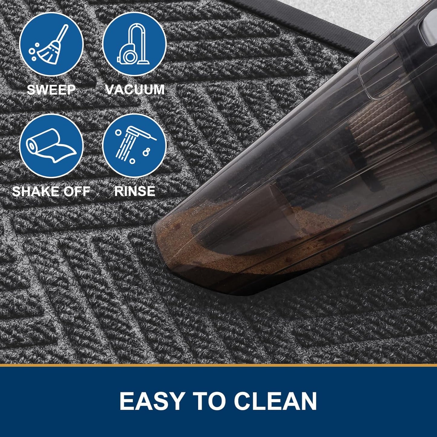 Smiry Front Door Mat Outside Entrance, Heavy Duty Outdoor Indoor Natural Rubber Doormat, Non Slip, Trap Dirt and Moisture, Easy Clean, Low Profile Patio Porch Entryway Mat, 35x23, Light Grey