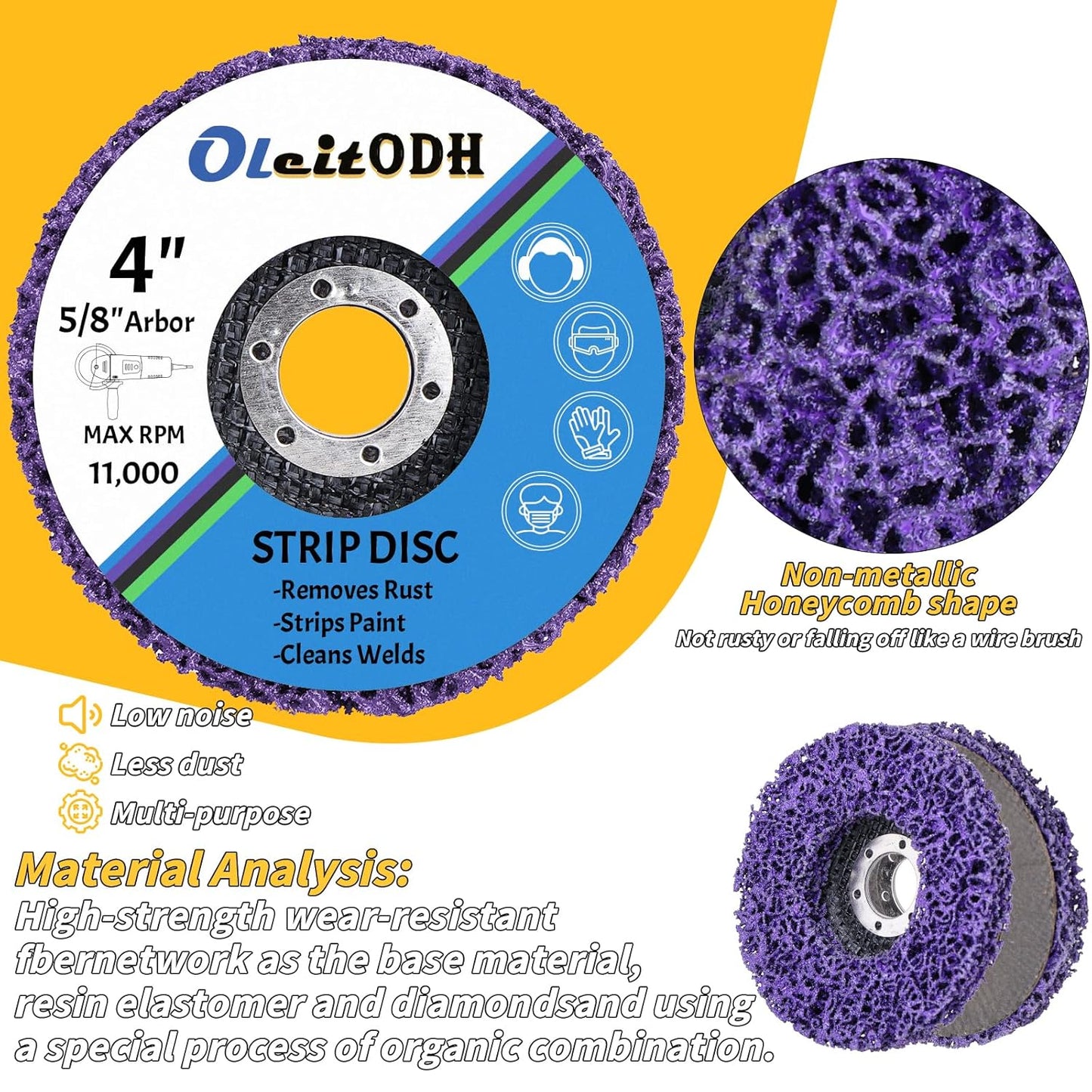20 Pcs 4" x 5/8" Strip Discs Bulk, Paint Stripping and Rust Removal Wheels for Angle Grinders, Abrasive Grinding Discs for Metal, Wood, and Fiberglass, Purple