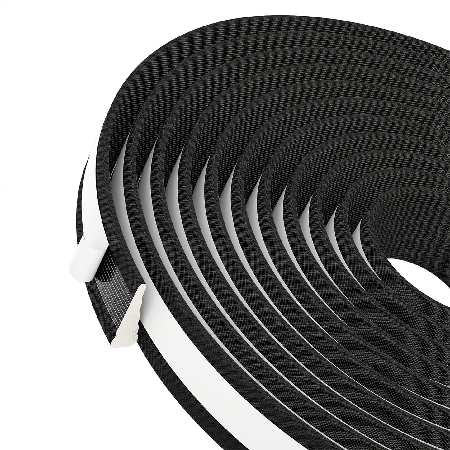 QDiShi 196" Wedge-Shape Weather Stripping Door Seal Weatherproof Foam Seals Self Adhesive Insulation Anti-Collision Strip Soundproofing Frame Insulation Tape Fits 0.13-0.31" Gaps(Black)