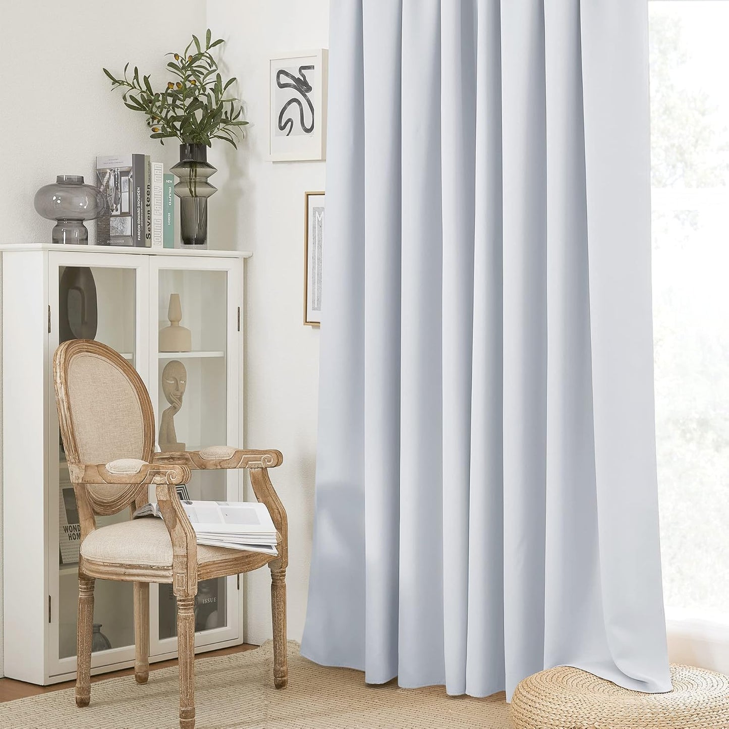 RYB HOME Extra Long Curtains 108 inches Length, Blackout Curtains for Living Room Ceiling to Floor Privacy Dividers Picture Window Drapes for Dining Room, W52 x L108 inches, 2 Pieces